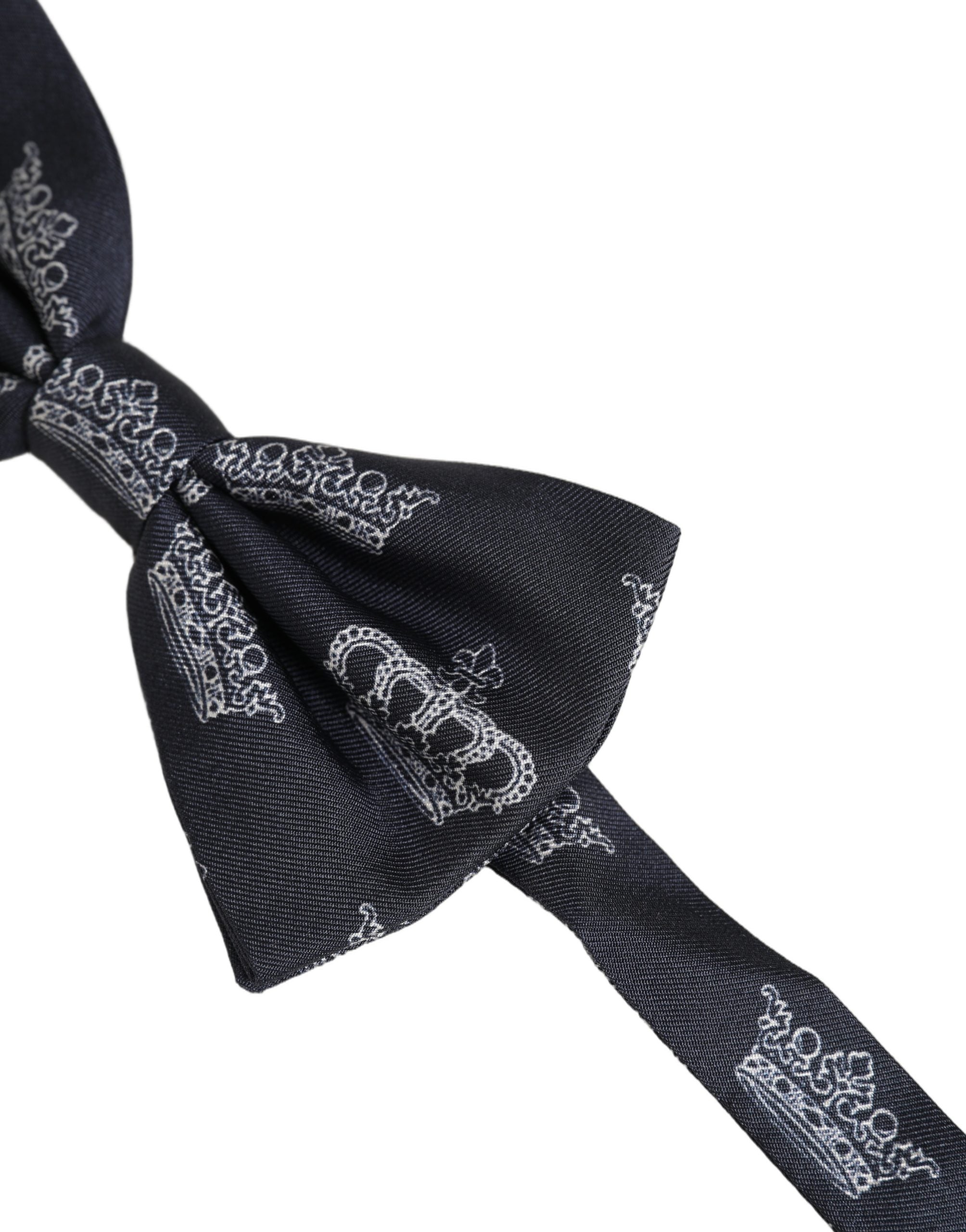 Dolce & Gabbana Black Crown Silk Bow Tie - Timeless Luxury