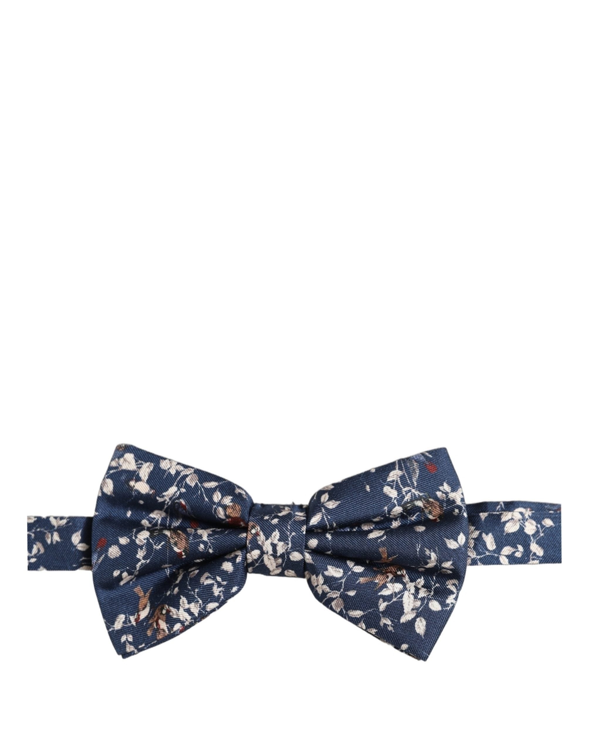 Dolce & Gabbana Navy Blue Floral Silk Bow Tie - Timeless Elegance