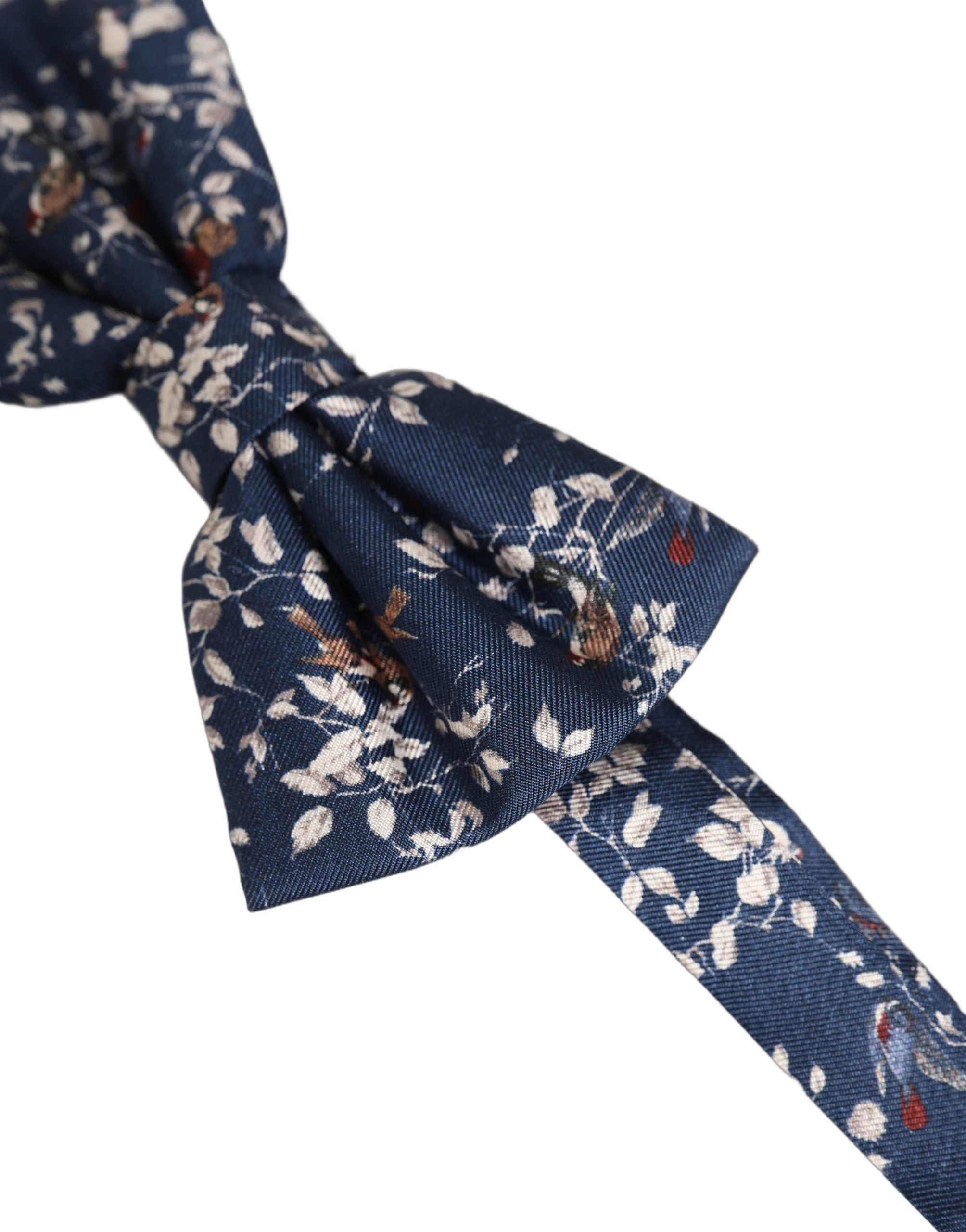 Dolce & Gabbana Navy Blue Floral Silk Bow Tie for Timeless Elegance
