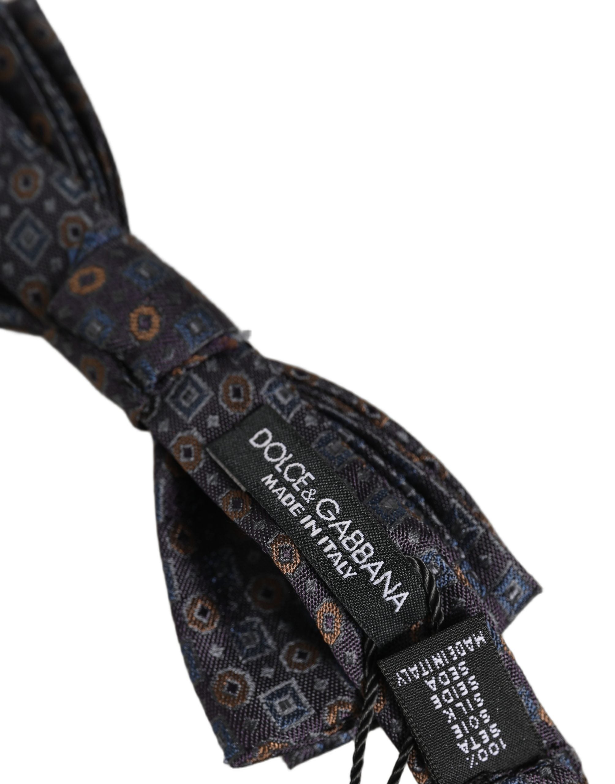 Dolce & Gabbana Dark Gray Silk Adjustable Bow Tie for Timeless Elegance