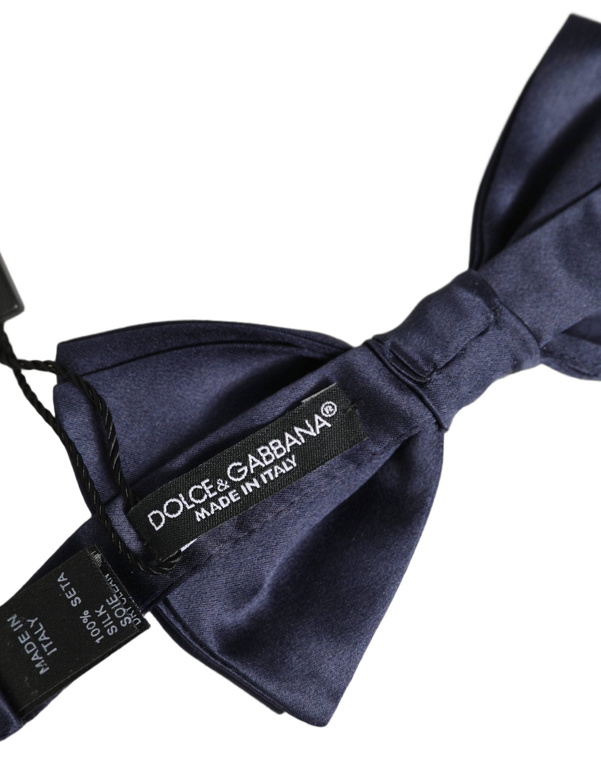 Dolce & Gabbana Dark Blue Silk Bow Tie - Timeless Elegance
