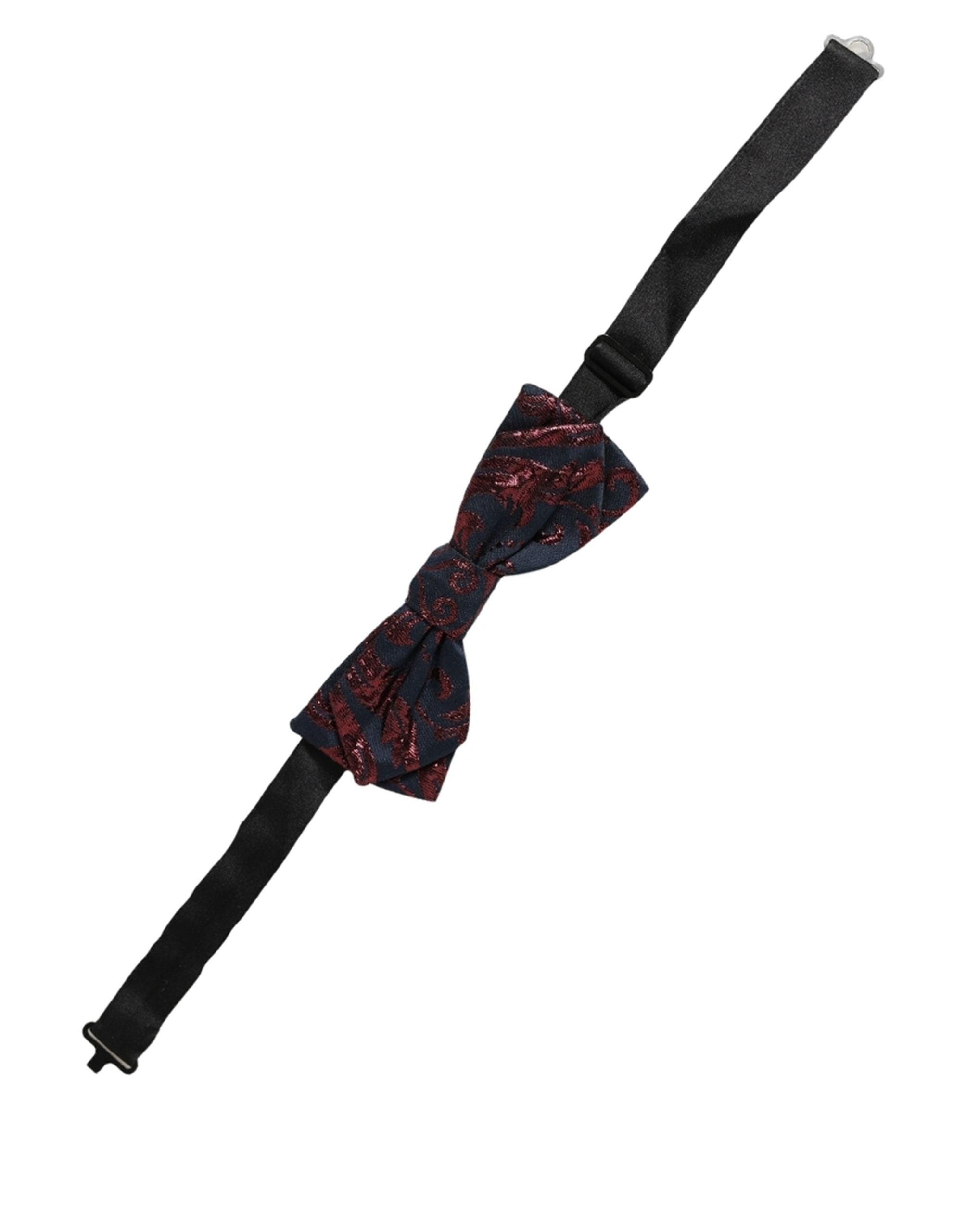 Dolce & Gabbana Pre-Tied Bow Tie in Blue Red Paisley Elegance