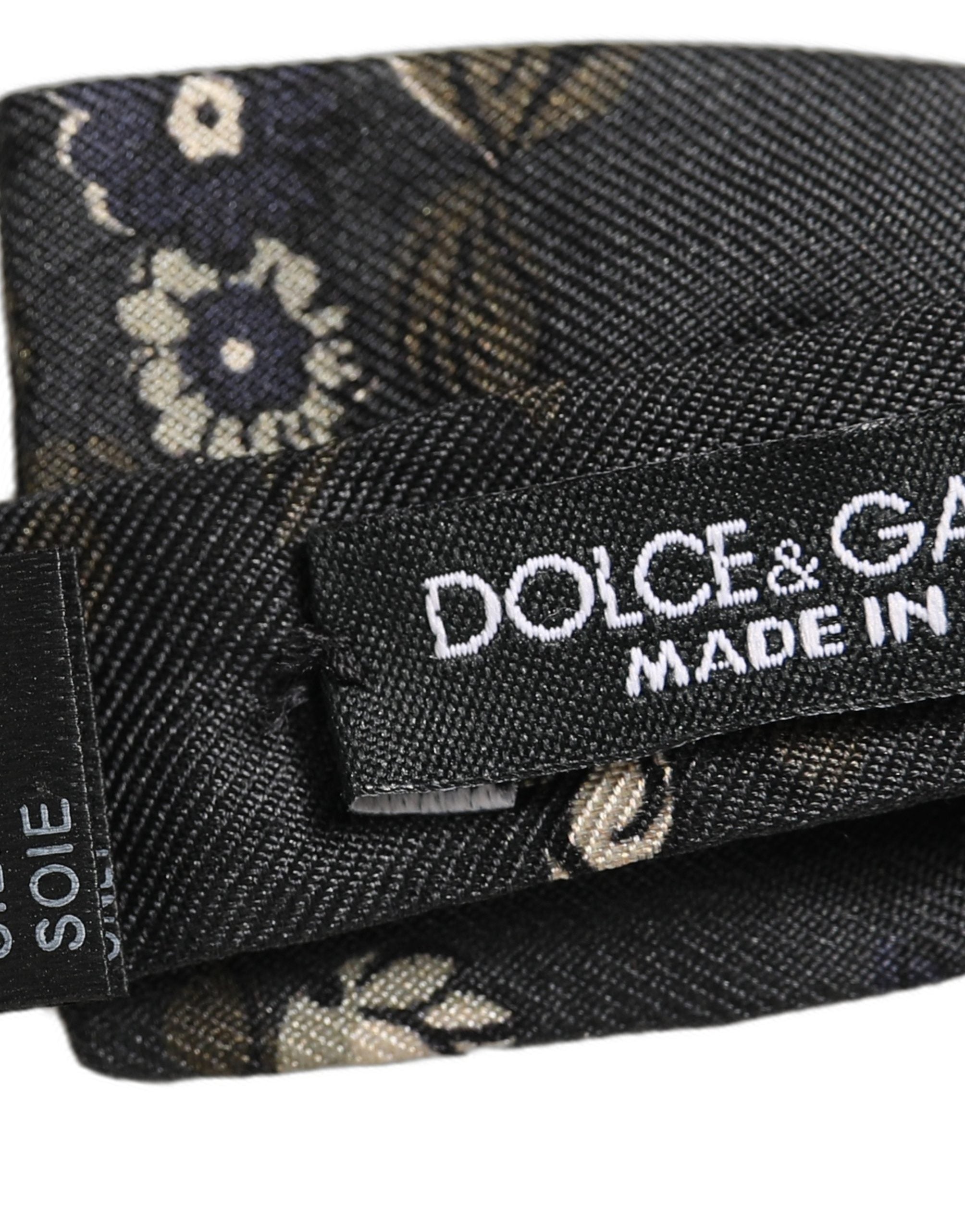 Dolce & Gabbana Black Floral Silk Bow Tie - Timeless Elegance