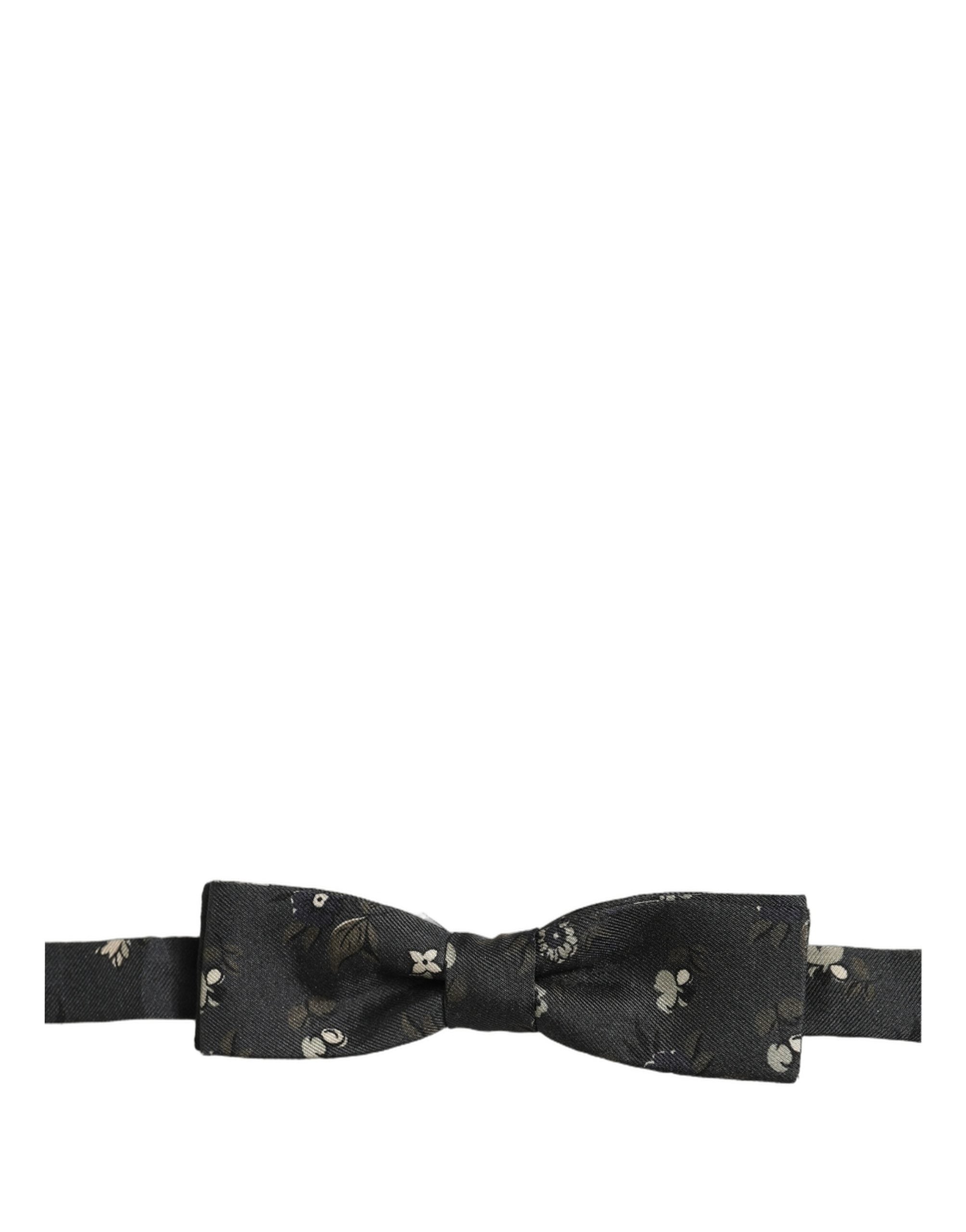 Dolce & Gabbana Black Floral Silk Bow Tie - Timeless Elegance