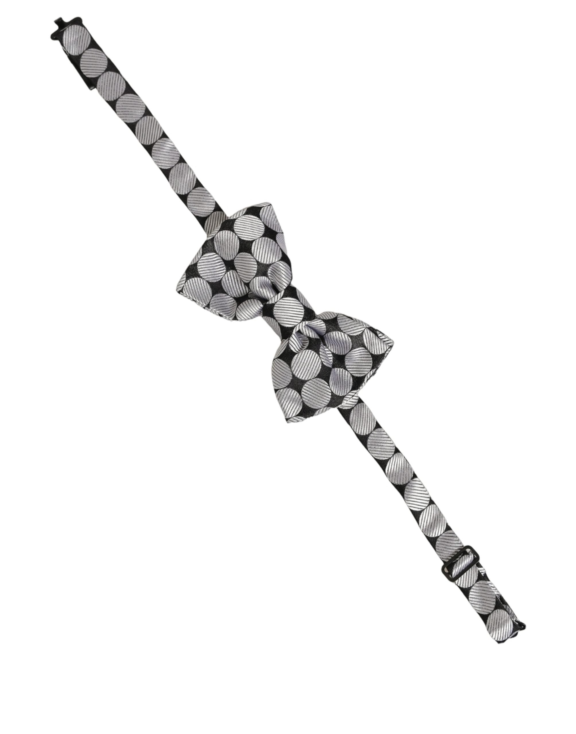 Dolce & Gabbana Silk Bow Tie - Exquisite Black Silver Elegance