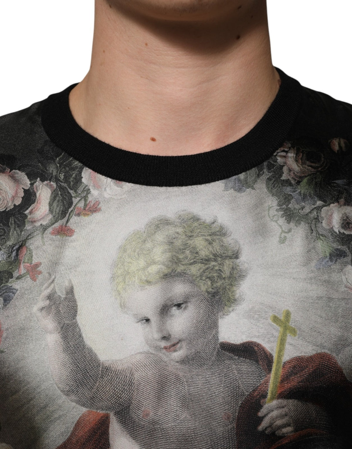 Dolce & Gabbana Cherub Print Cashmere Baroque Sweater