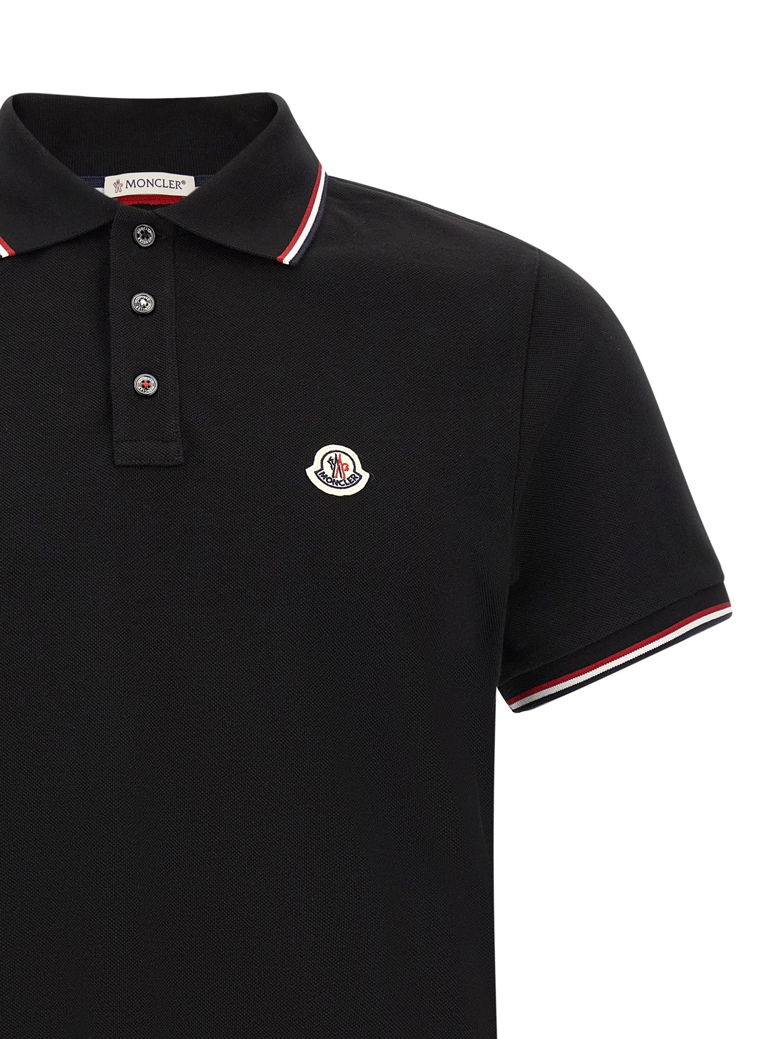 Moncler Black Cotton Polo Shirt - Luxury Redefined Elegance