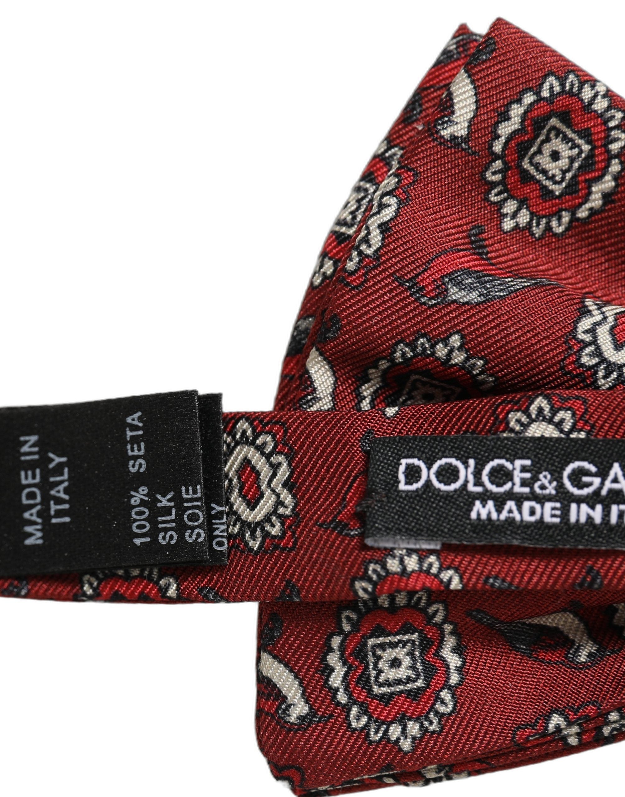 Dolce & Gabbana Bordeaux Floral Silk Bow Tie for Timeless Elegance
