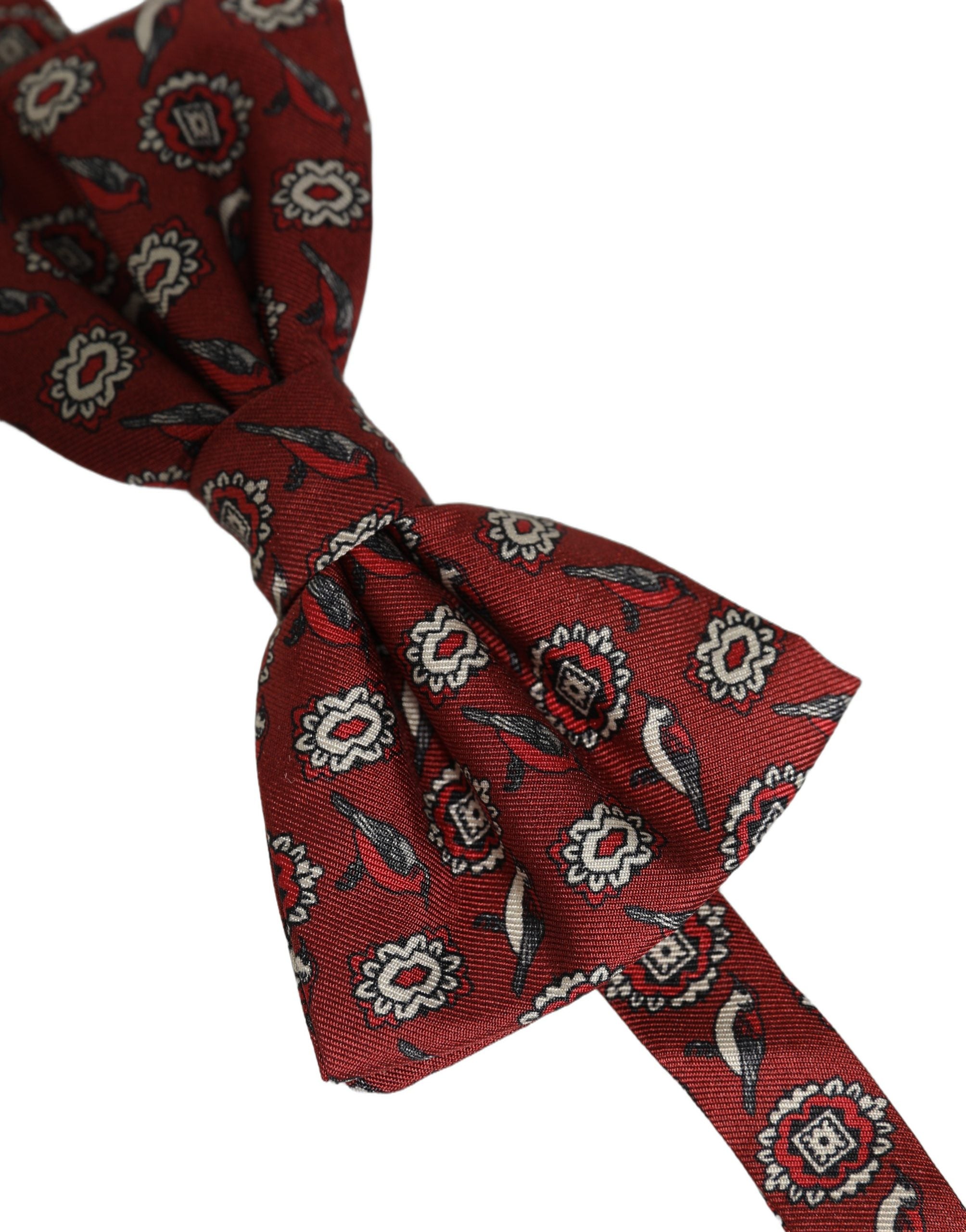 Dolce & Gabbana Bordeaux Floral Silk Bow Tie - Timeless Elegance
