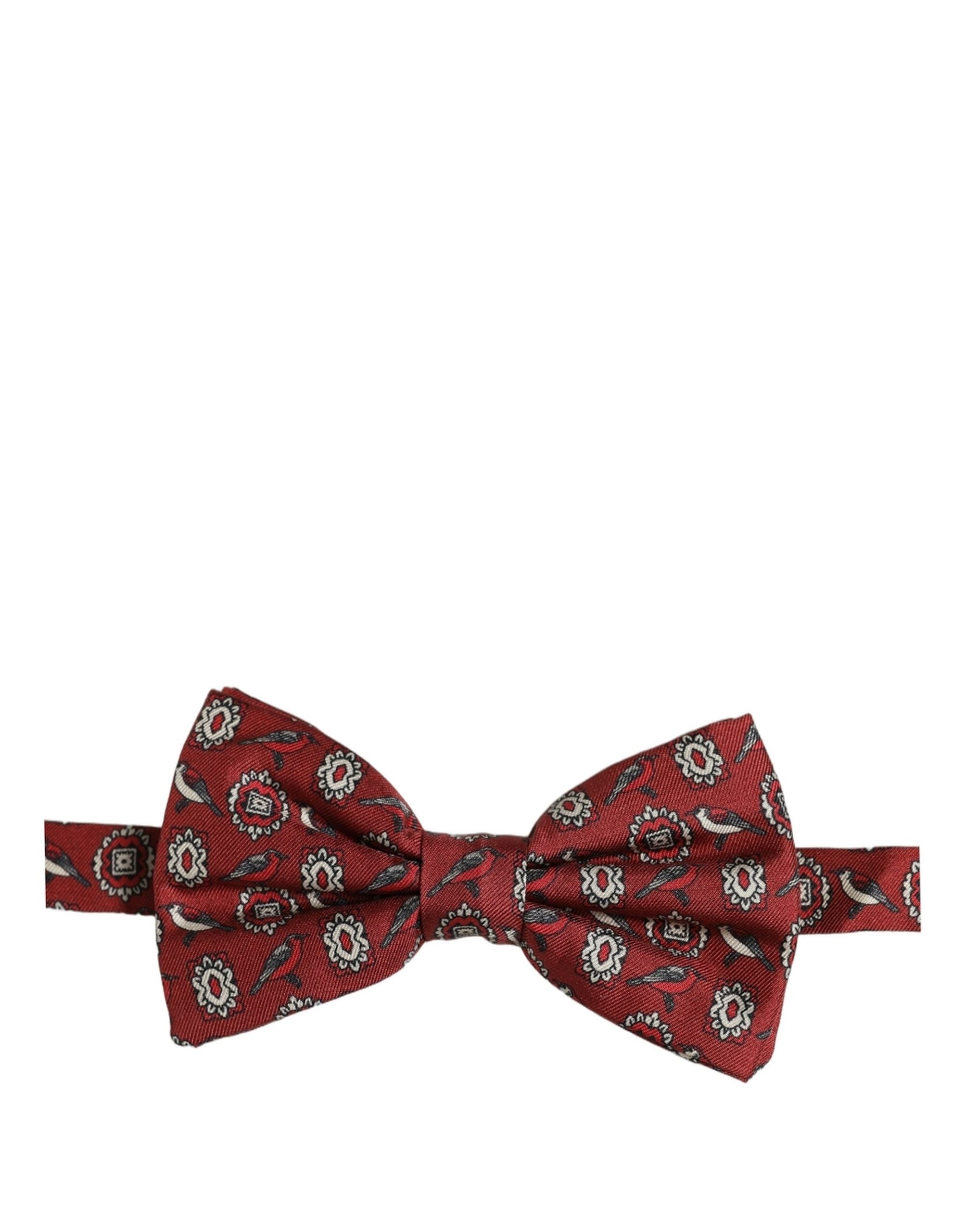 Dolce & Gabbana Bordeaux Floral Silk Bow Tie - Timeless Elegance