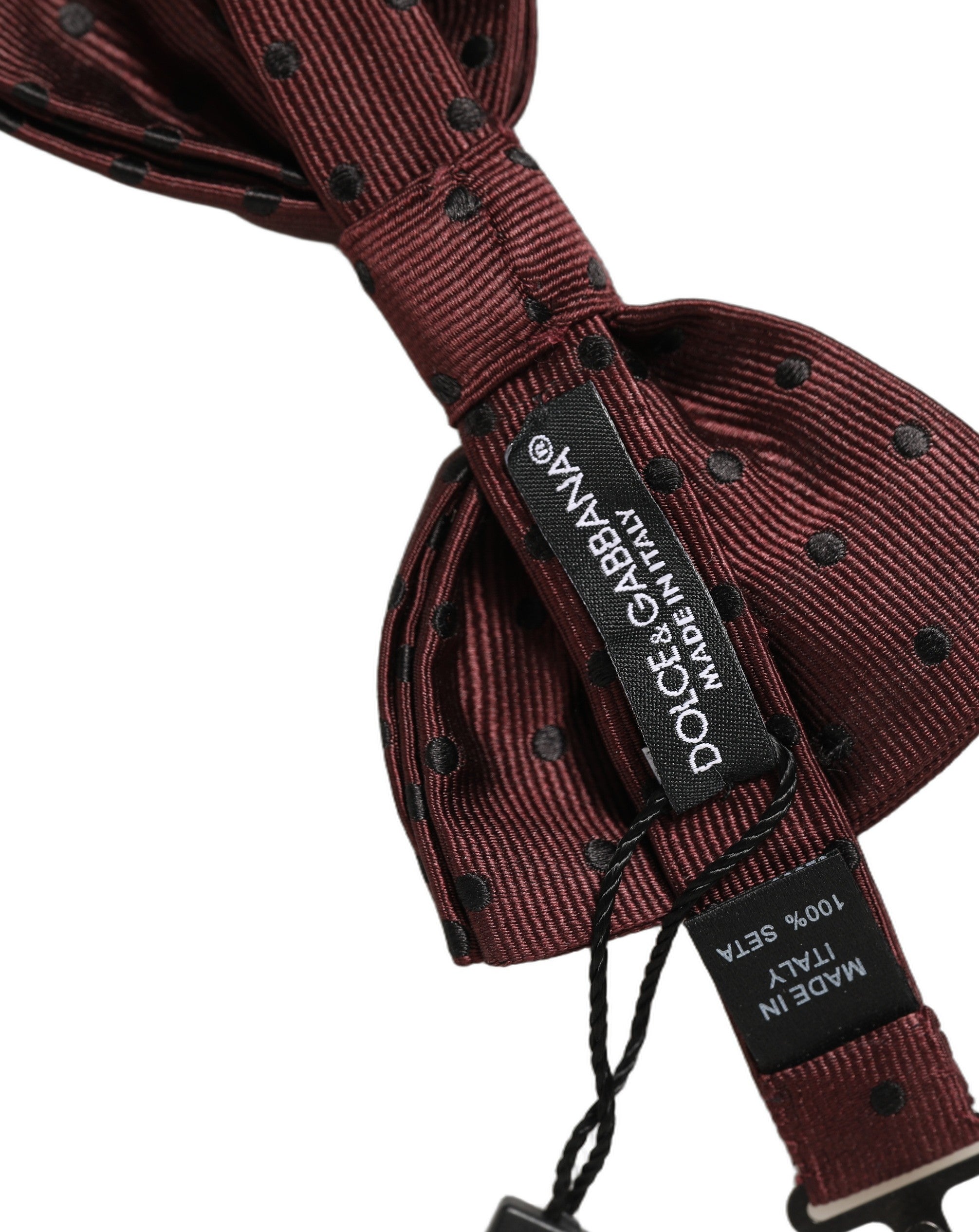 Dolce & Gabbana Silk Burgundy Polka Dot Bow Tie - Timeless Elegance