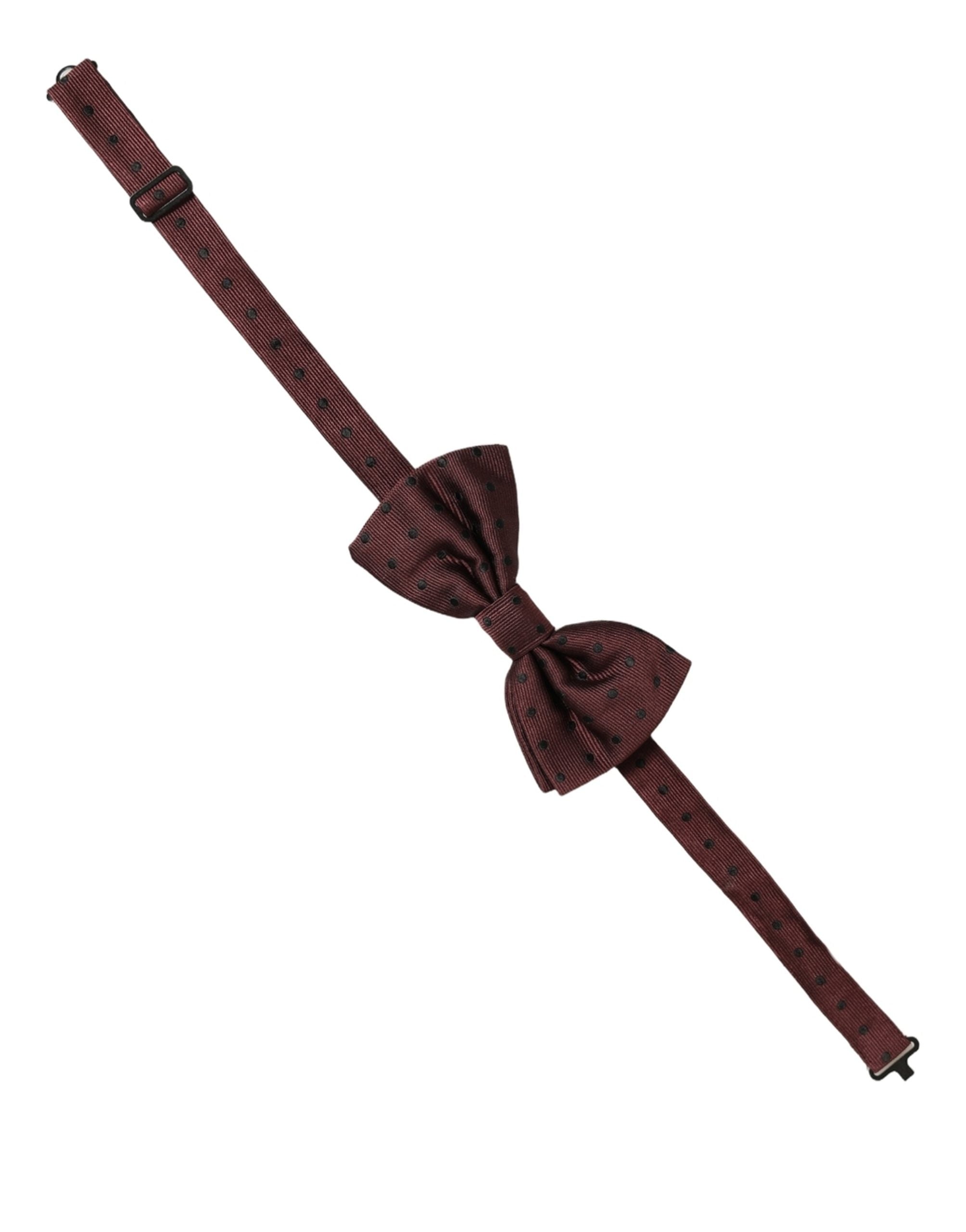 Dolce & Gabbana Silk Burgundy Polka Dot Bow Tie - Timeless Elegance