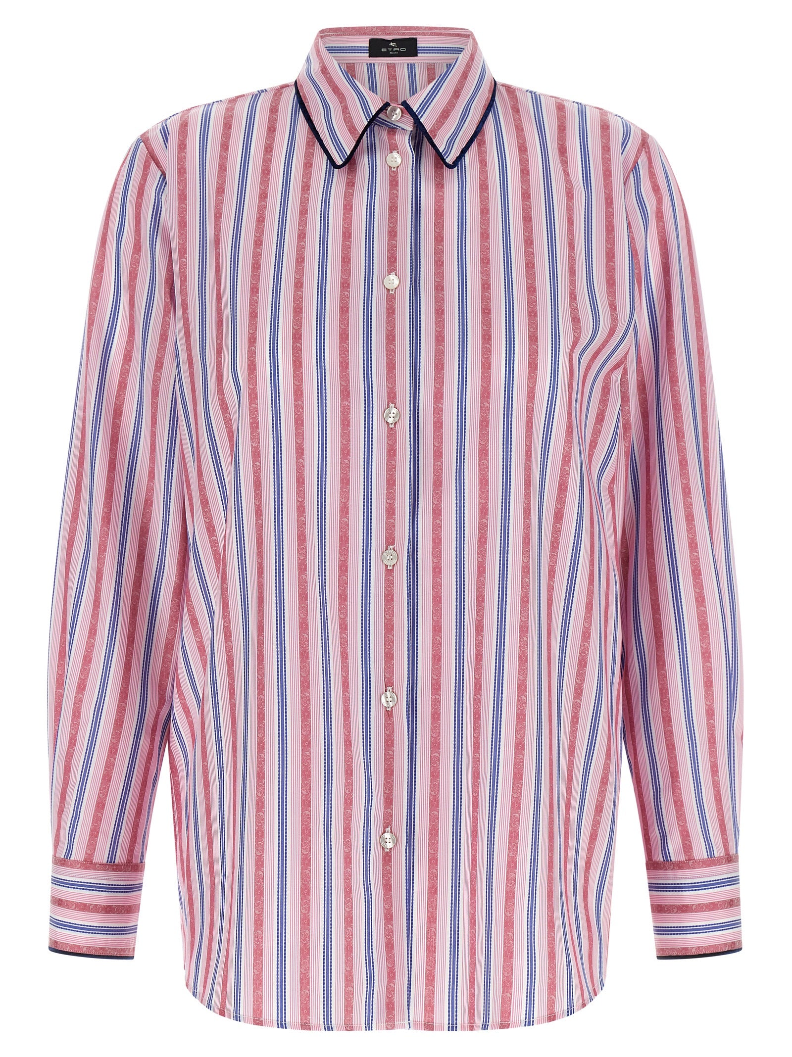 Elevate your wardrobe with the Etro Multicolor Cotton Blouse, a masterpiece of jacquard craftsmanship that embodies sophistication and vibrant elegance.