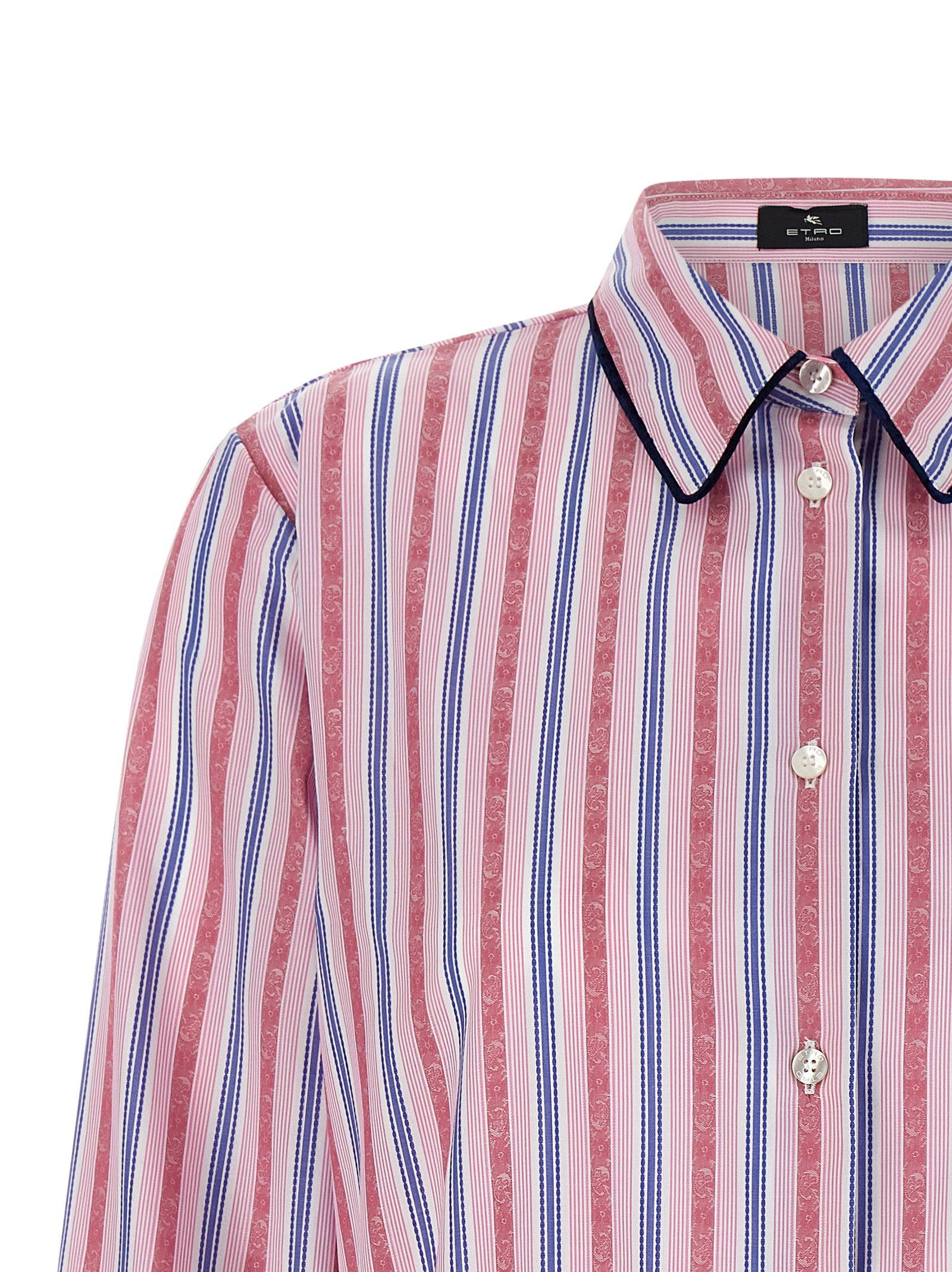 Elevate your wardrobe with the Etro Multicolor Cotton Blouse, a masterpiece of jacquard craftsmanship and paisley elegance, perfect for the discerning connoisseur.