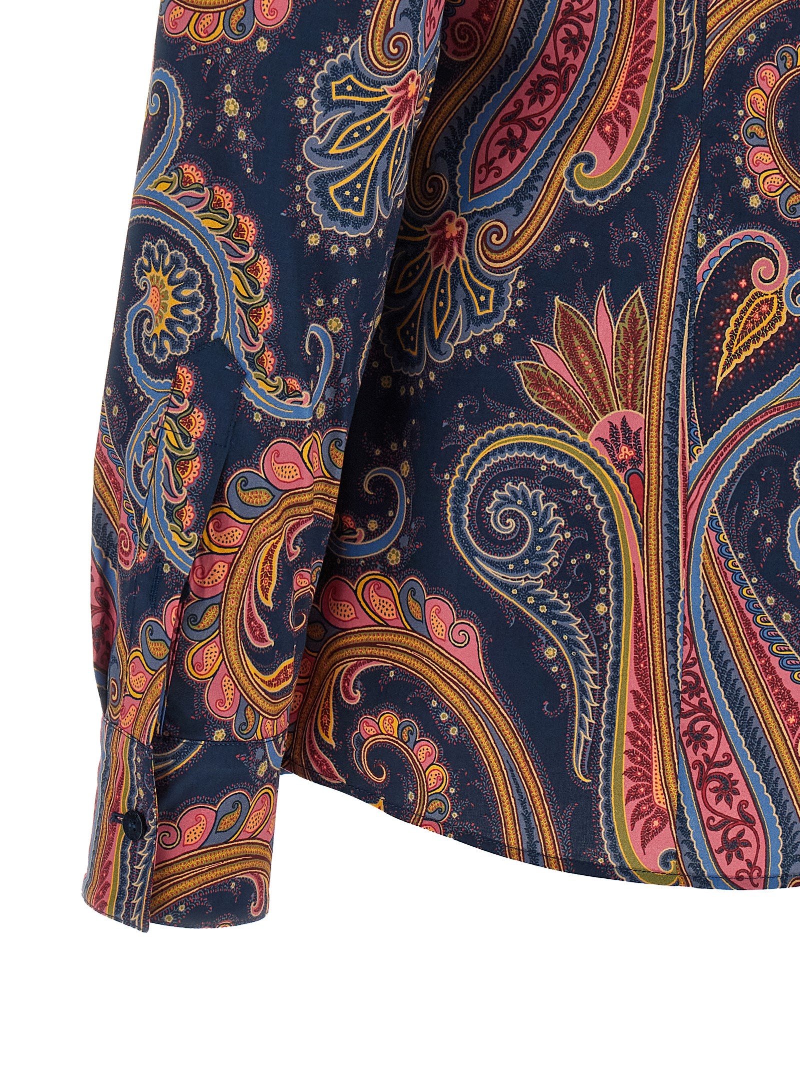 Discover the Etro Blue Cotton Blouse, a masterpiece of paisley elegance in stretch cotton, embodying timeless sophistication for the discerning wardrobe.