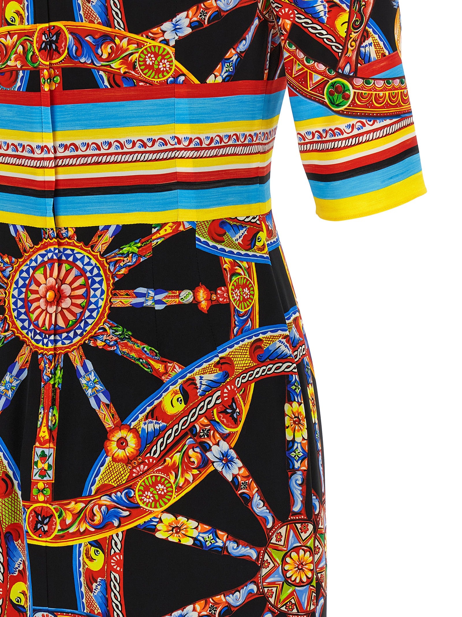 Indulge in the exquisite Dolce & Gabbana Multicolor Silk Midi Dress, a vibrant expression of Sicilian artistry, tailored to elevate your silhouette with luxurious silk.