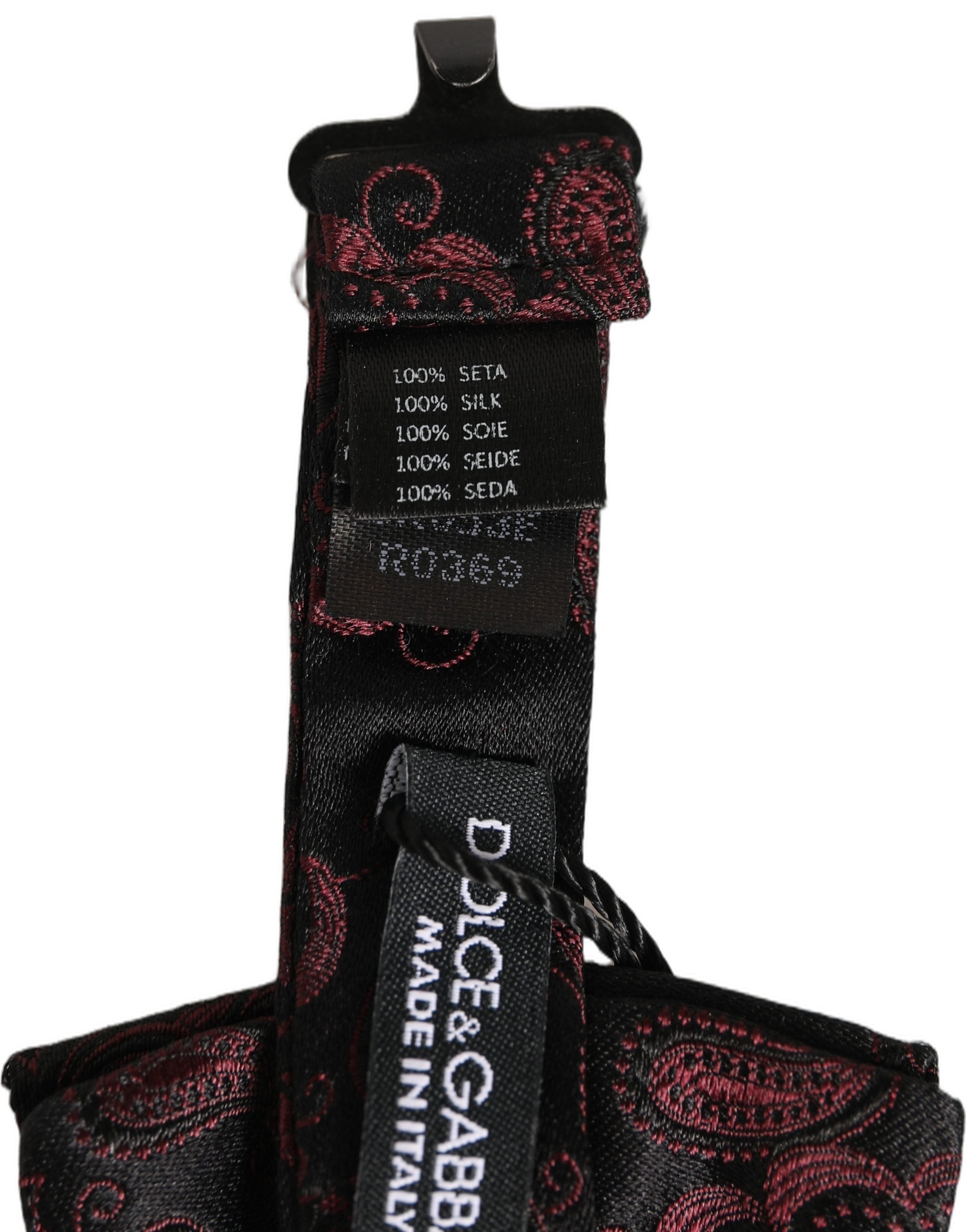 Dolce & Gabbana Burgundy Paisley Silk Bow Tie - Timeless Elegance