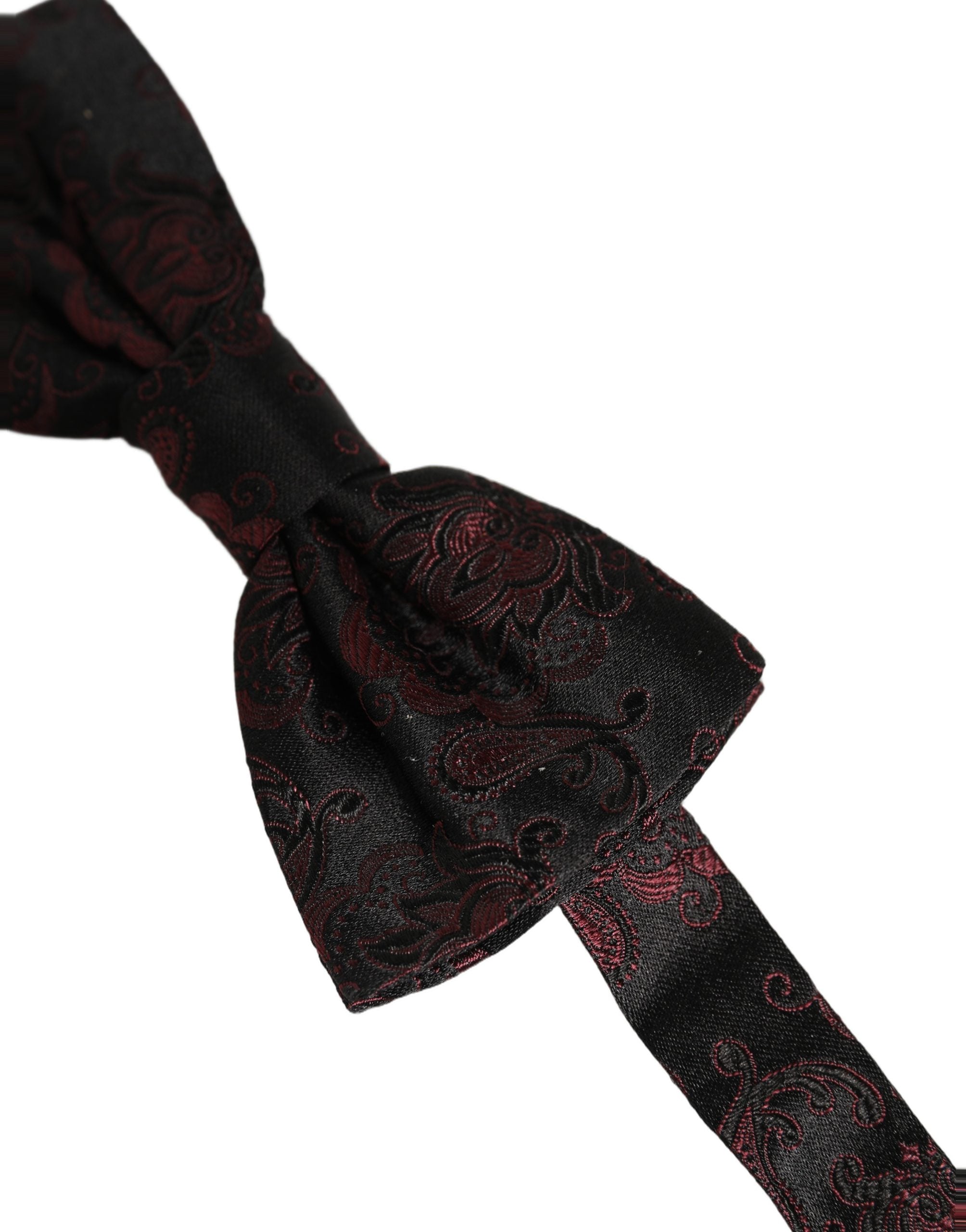 Dolce & Gabbana Burgundy Paisley Silk Bow Tie - Timeless Elegance