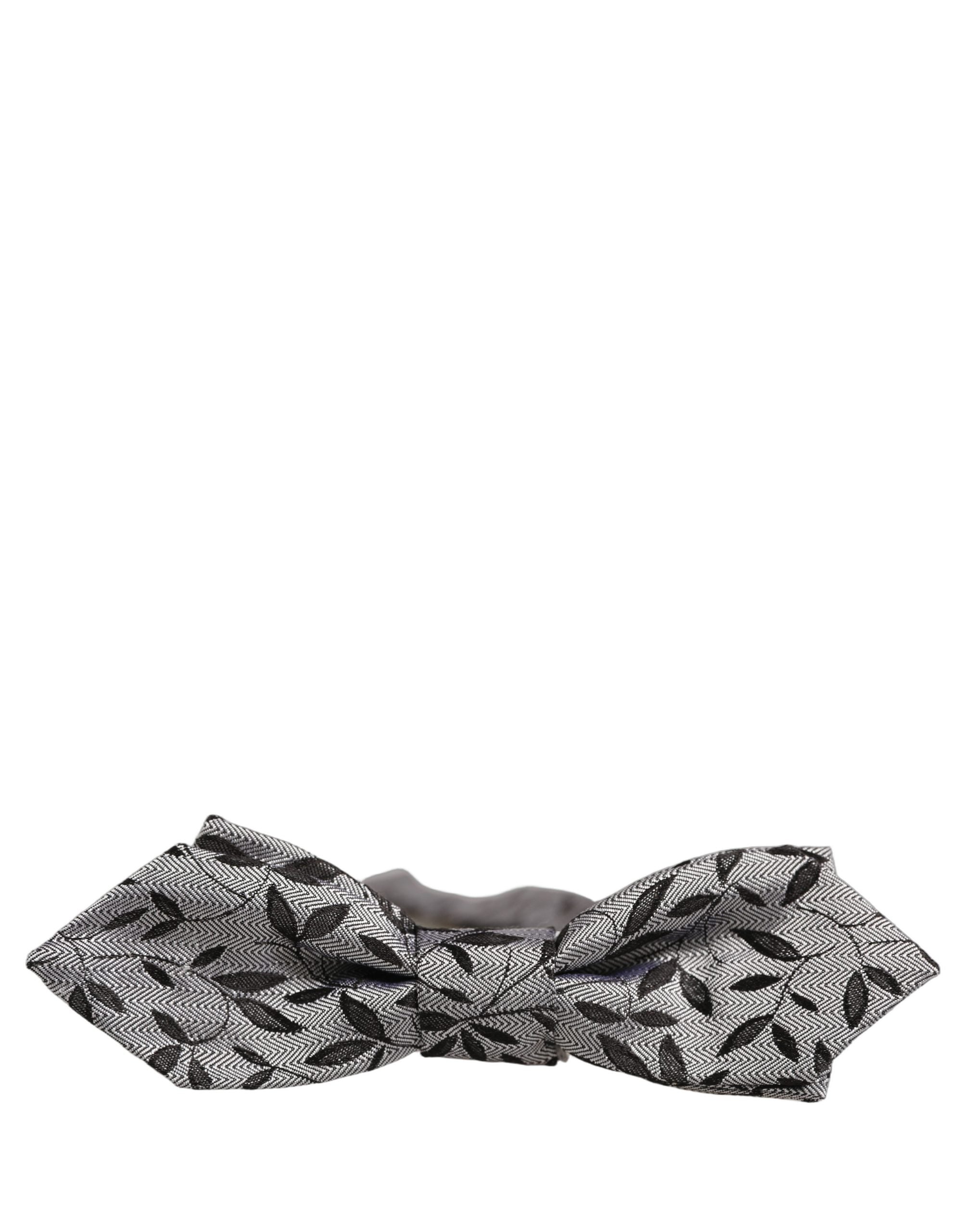Dolce & Gabbana Gray Abstract Silk Bow Tie - Timeless Elegance