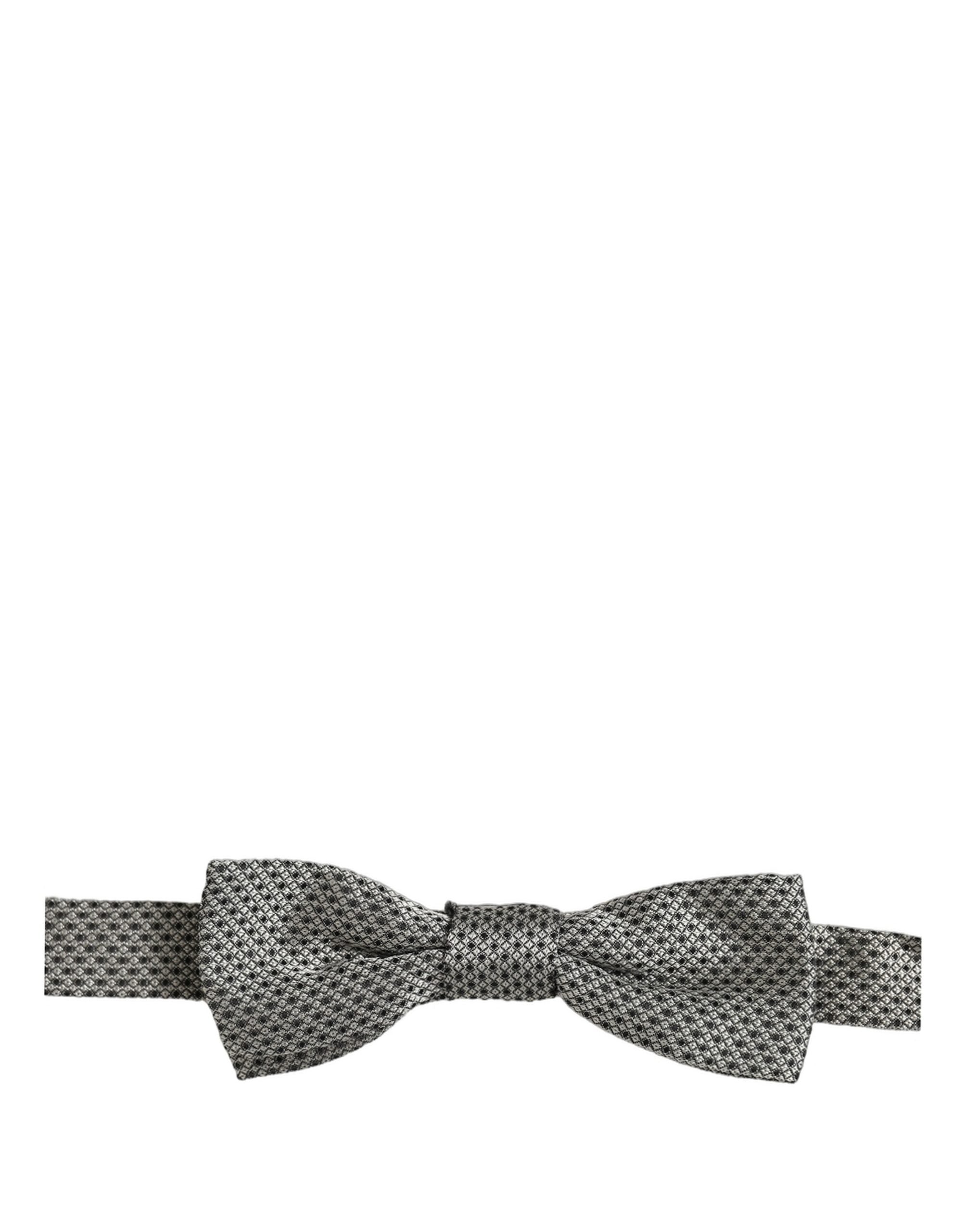 Dolce & Gabbana Gray Silk Patterned Bow Tie - Timeless Elegance