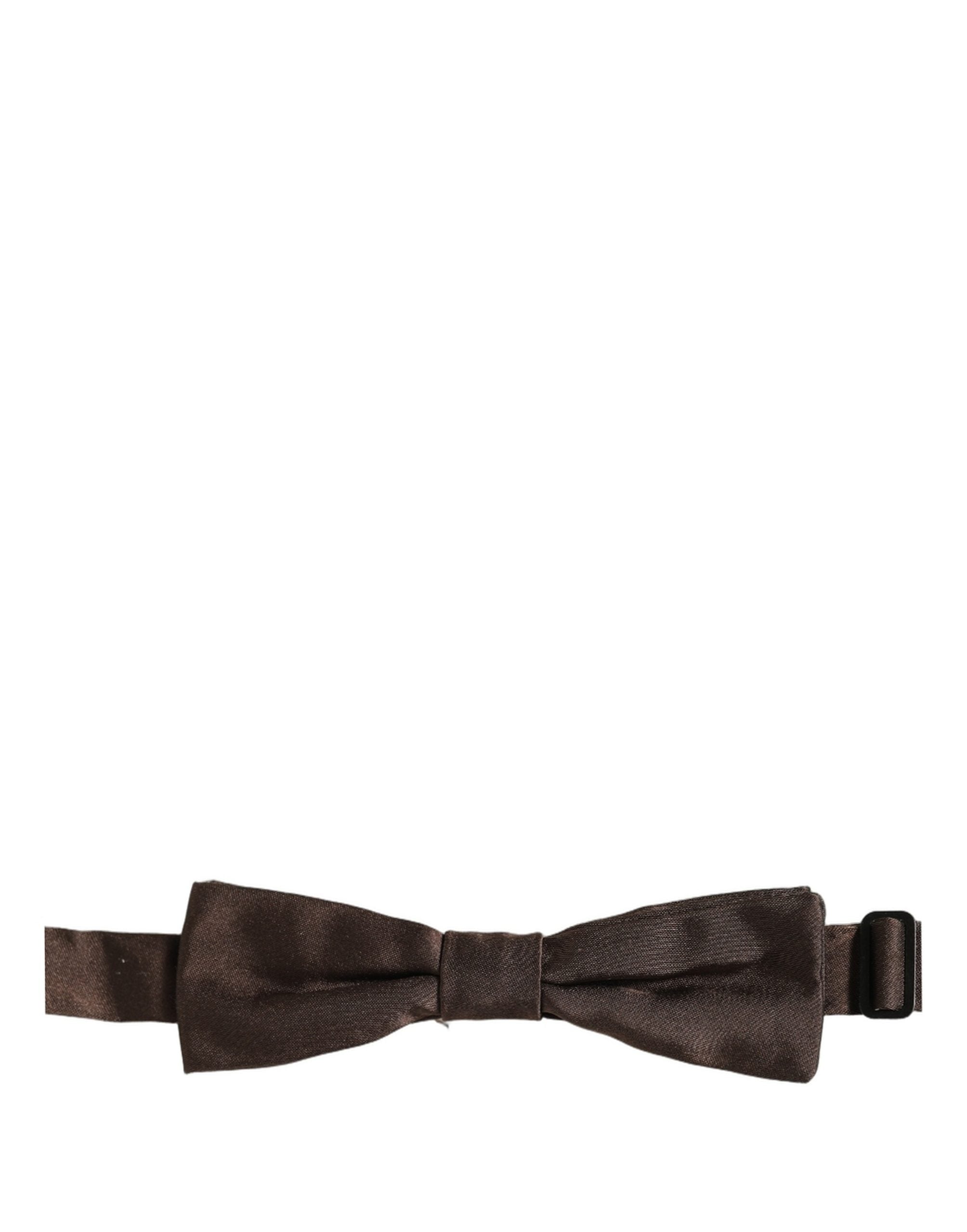 Dolce & Gabbana Brown Silk Adjustable Bow Tie for Timeless Elegance