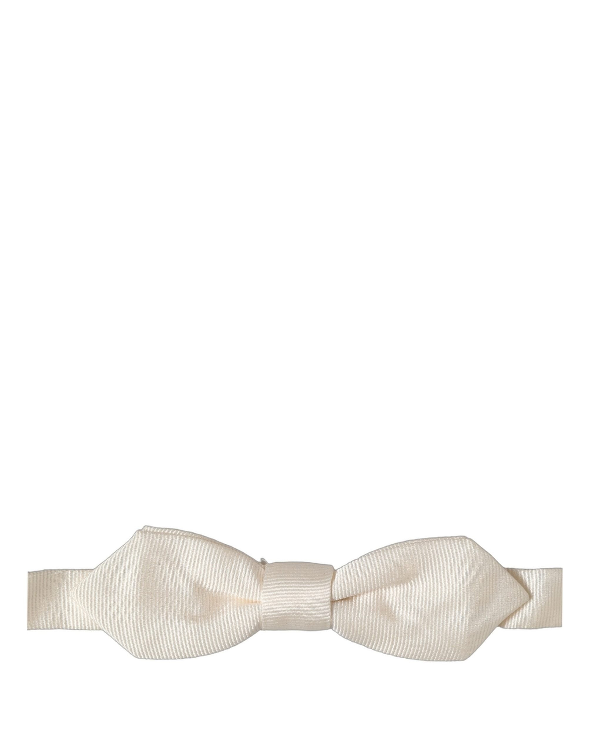 Dolce & Gabbana Off White Silk Bow Tie for Timeless Elegance