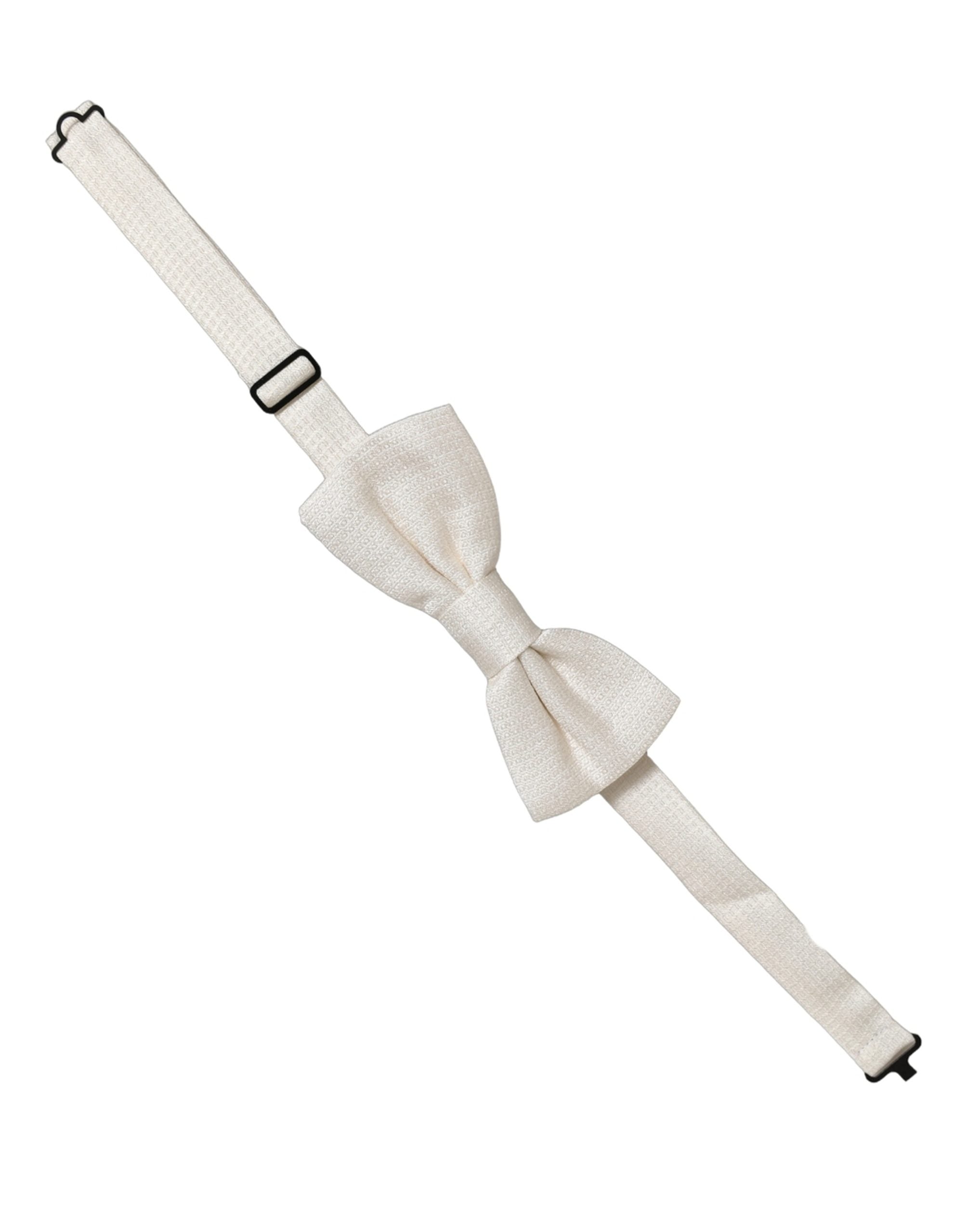 Dolce & Gabbana Off White Silk Bow Tie - Timeless Elegance