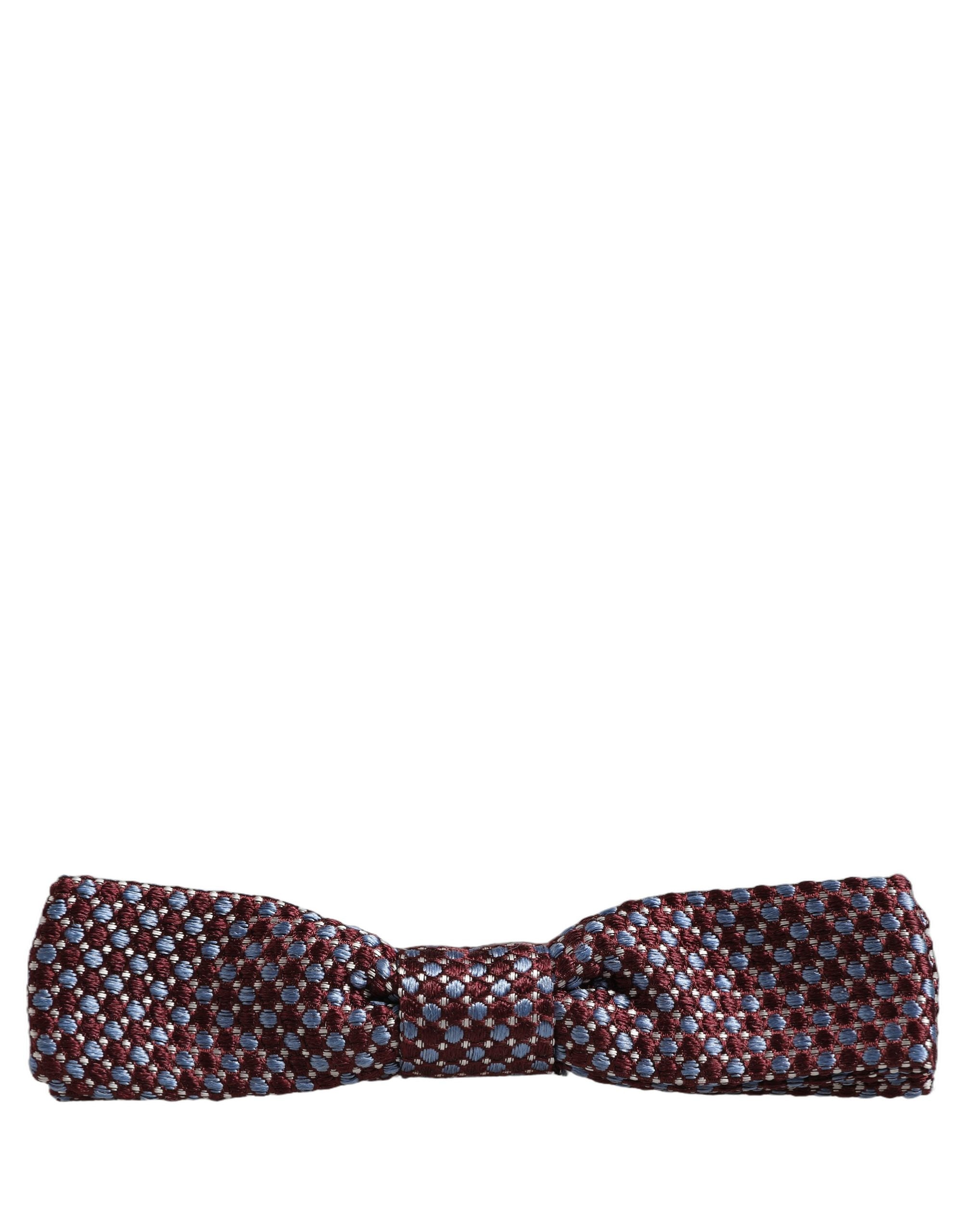 Dolce & Gabbana Silk Bow Tie in Blue Burgundy Elegance