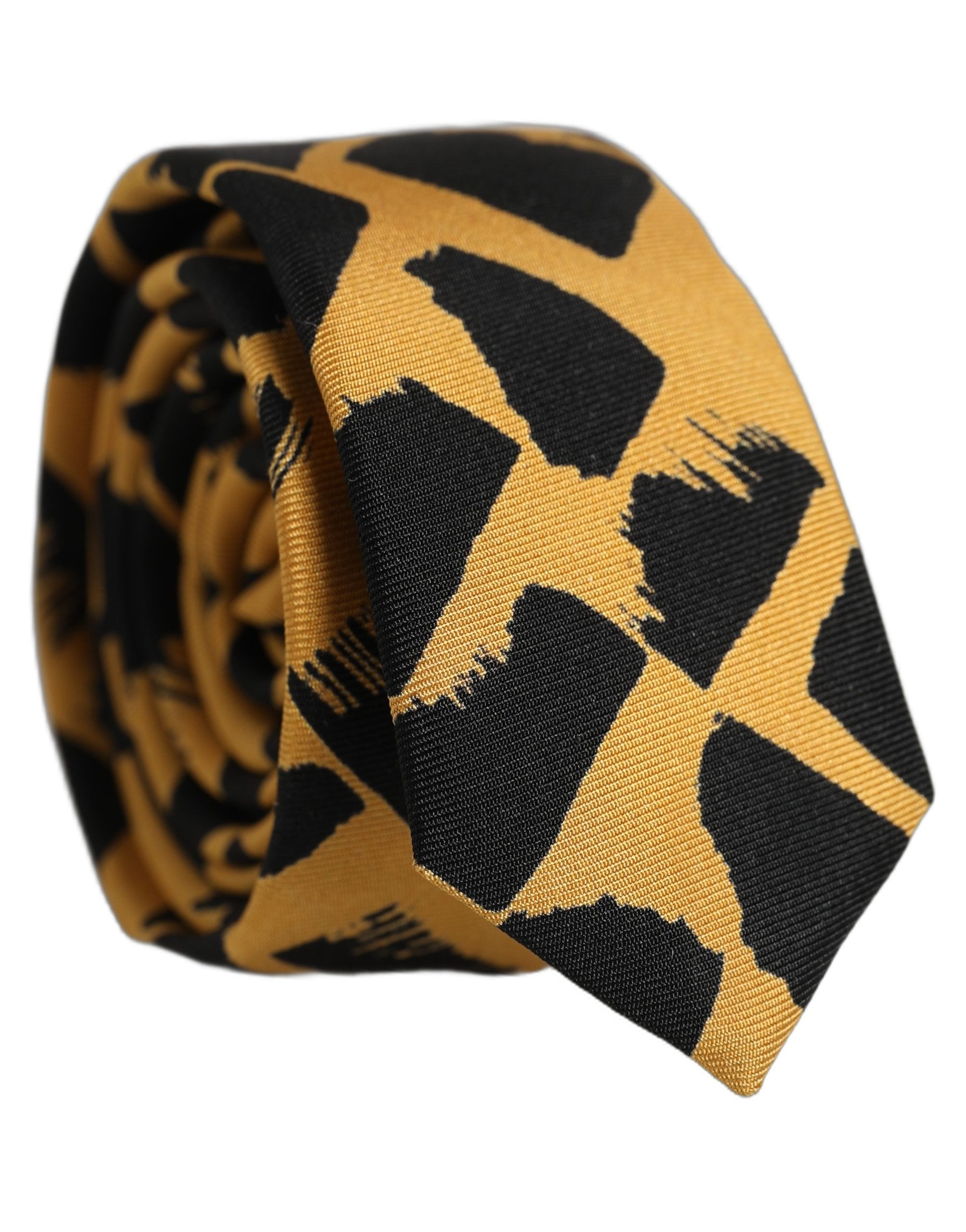 Dolce & Gabbana Silk Necktie - Luxurious Black and Yellow Design