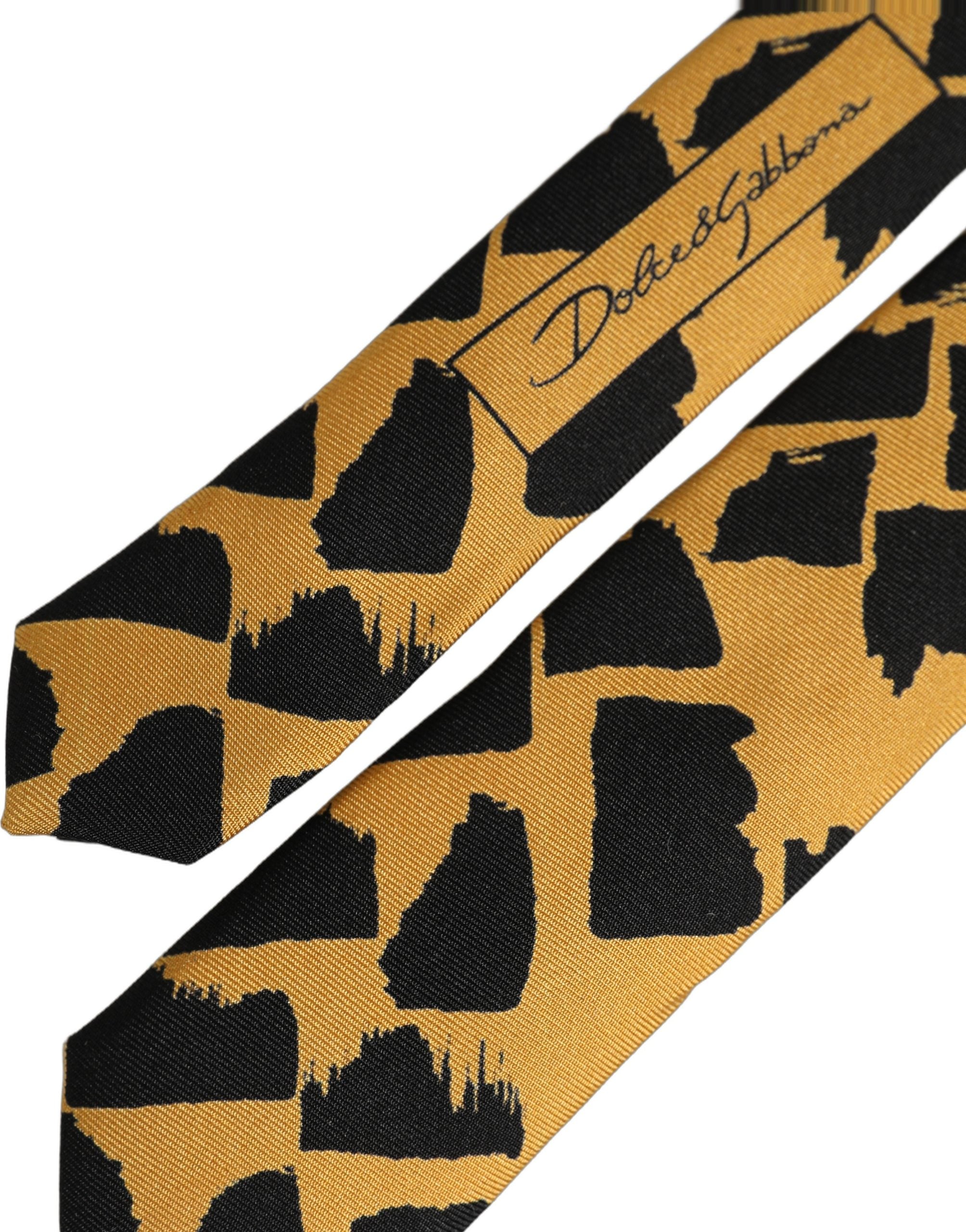 Dolce & Gabbana Silk Necktie - Luxurious Black and Yellow Design