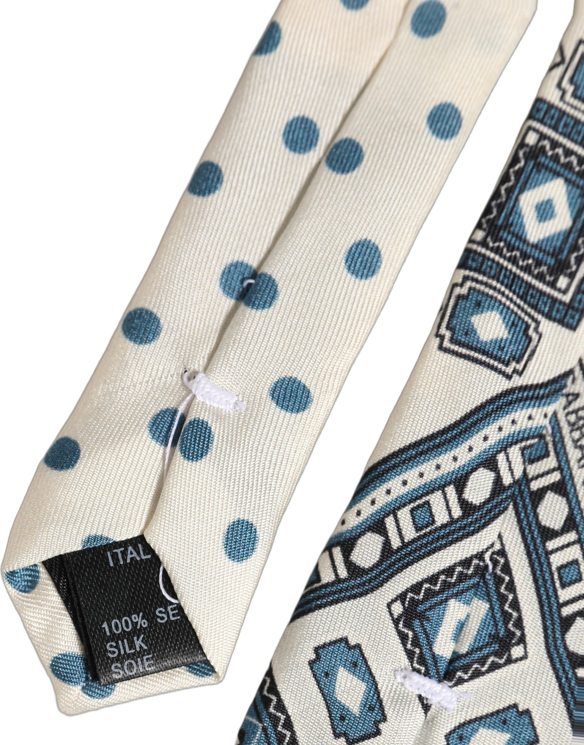 Dolce & Gabbana Silk Necktie - Off White Blue Elegance