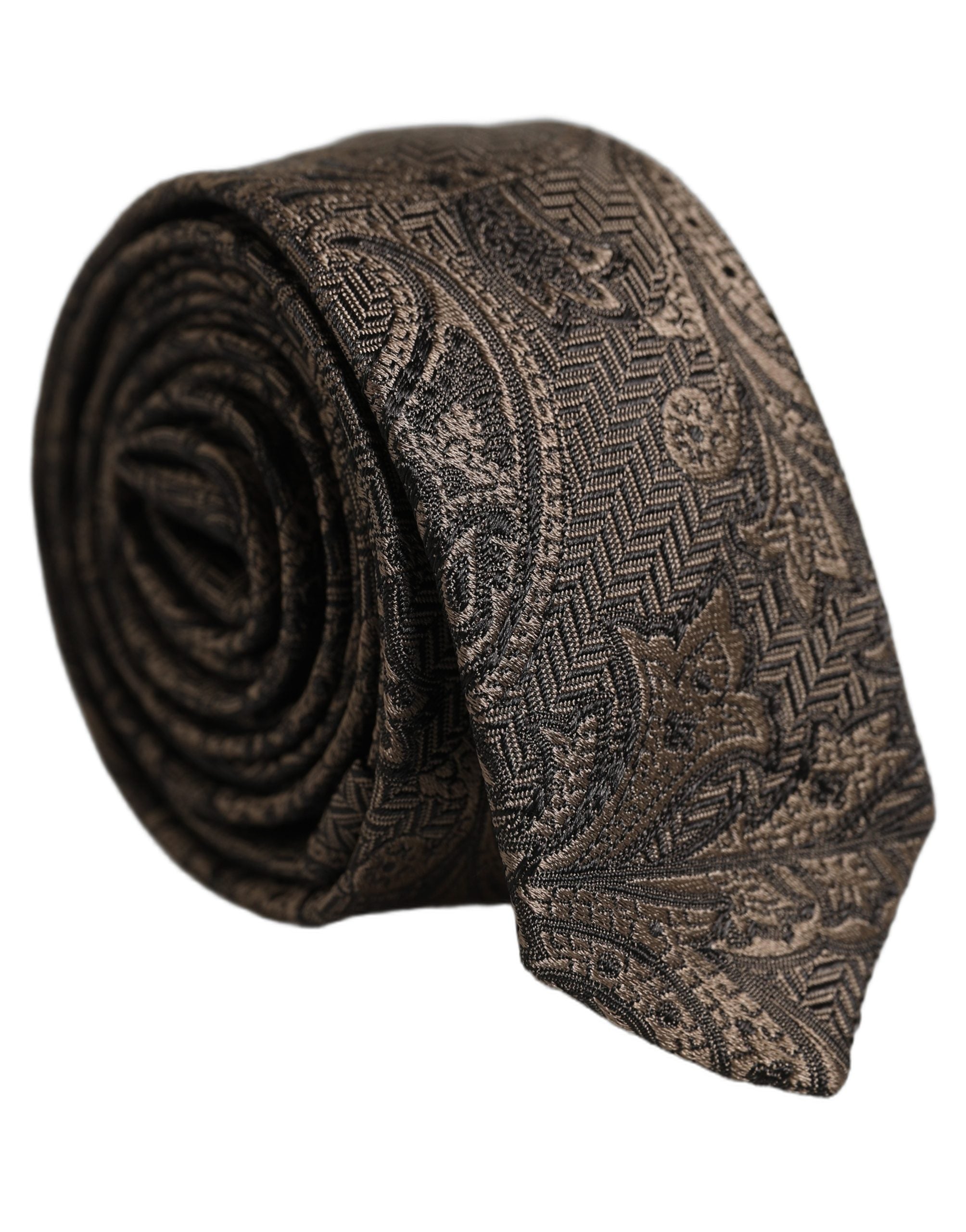Dolce & Gabbana Silk Necktie - Luxurious Brown Paisley Elegance