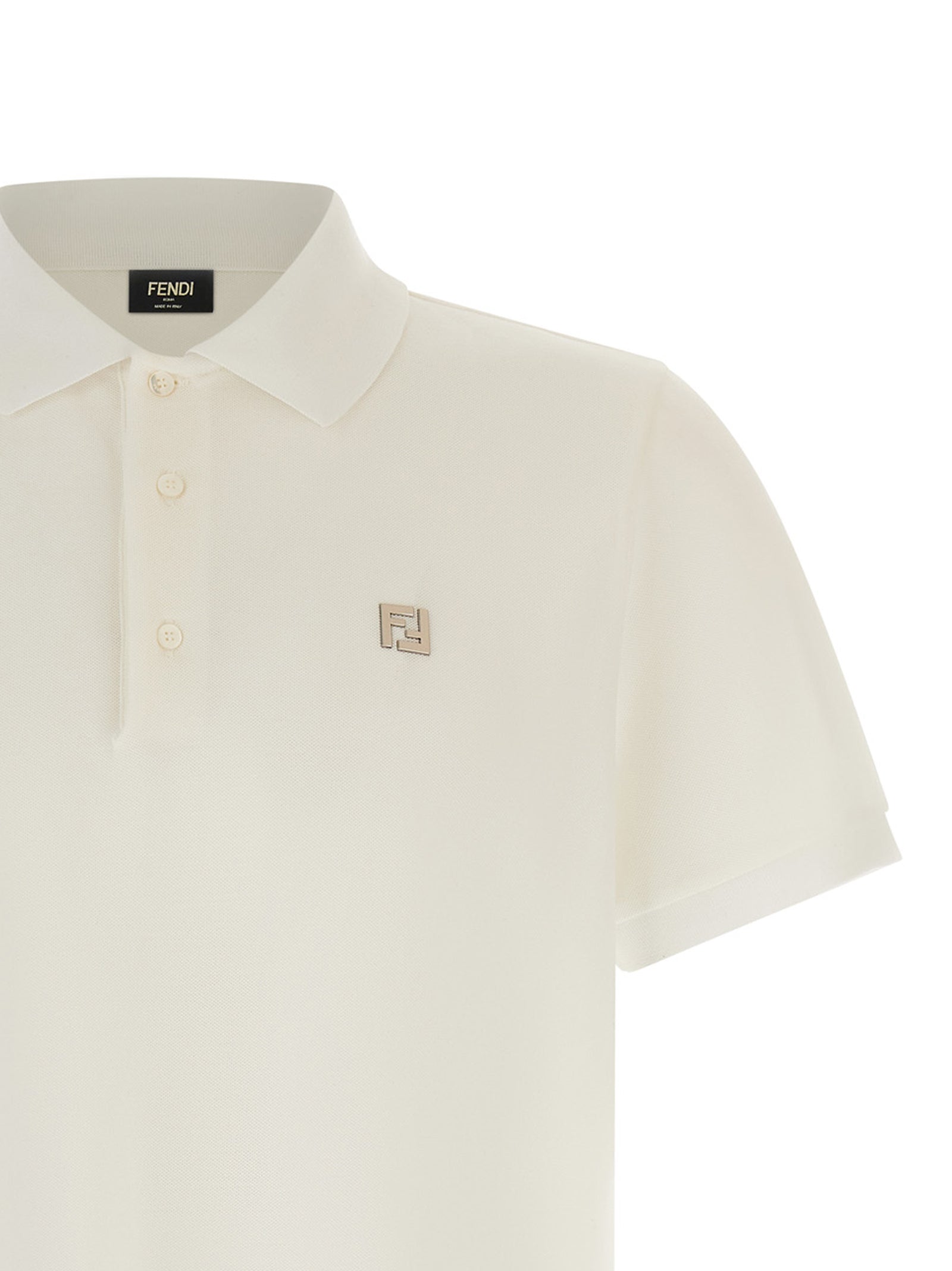Fendi White Cotton Polo Shirt - Timeless Elegance Redefined