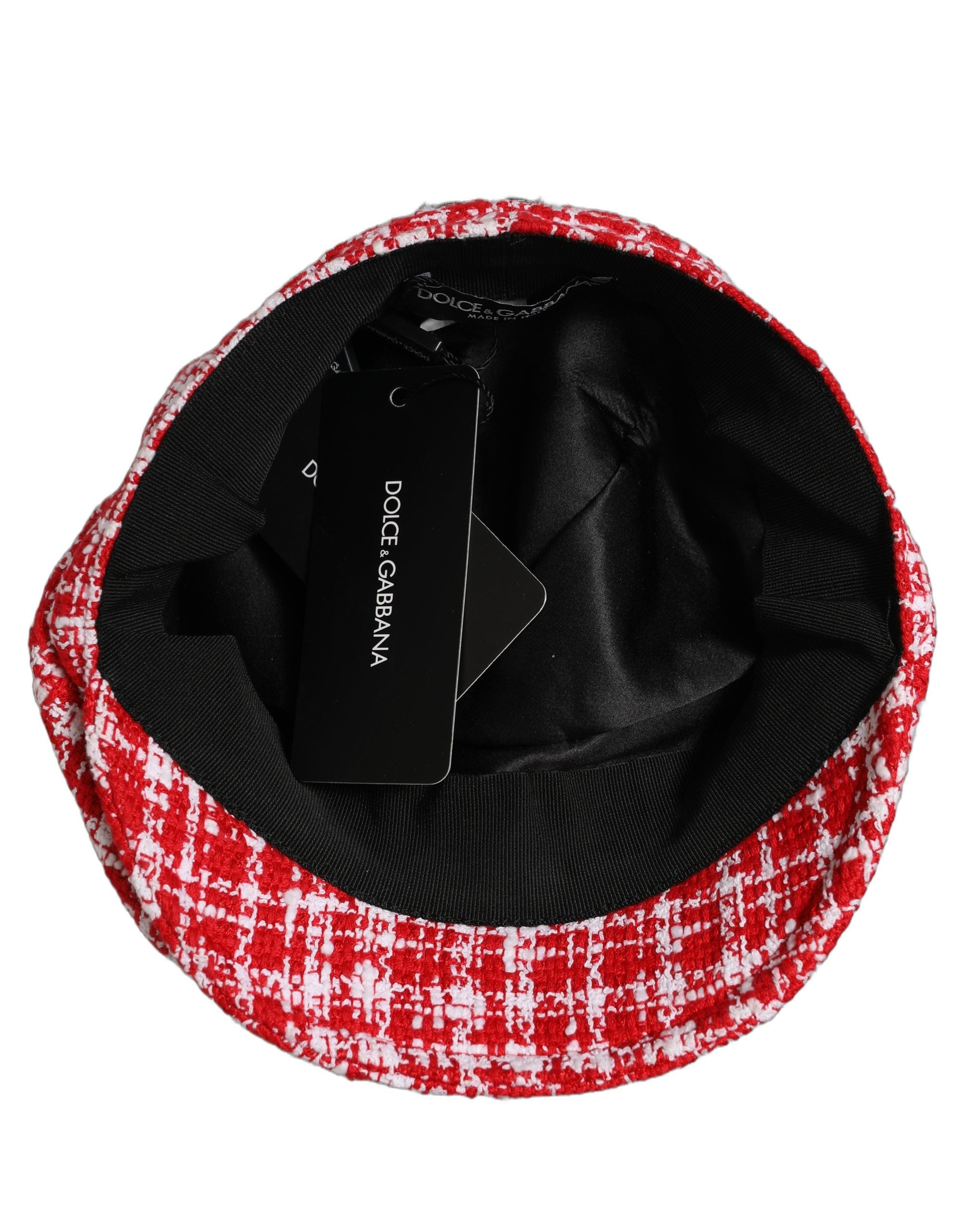 Dolce & Gabbana Baker Boy Hat - Exquisite Red White Tweed Elegance