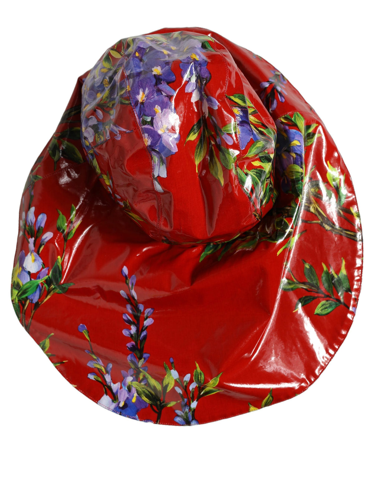 Dolce & Gabbana Glossy Red Floral Wide Brim Bucket Hat