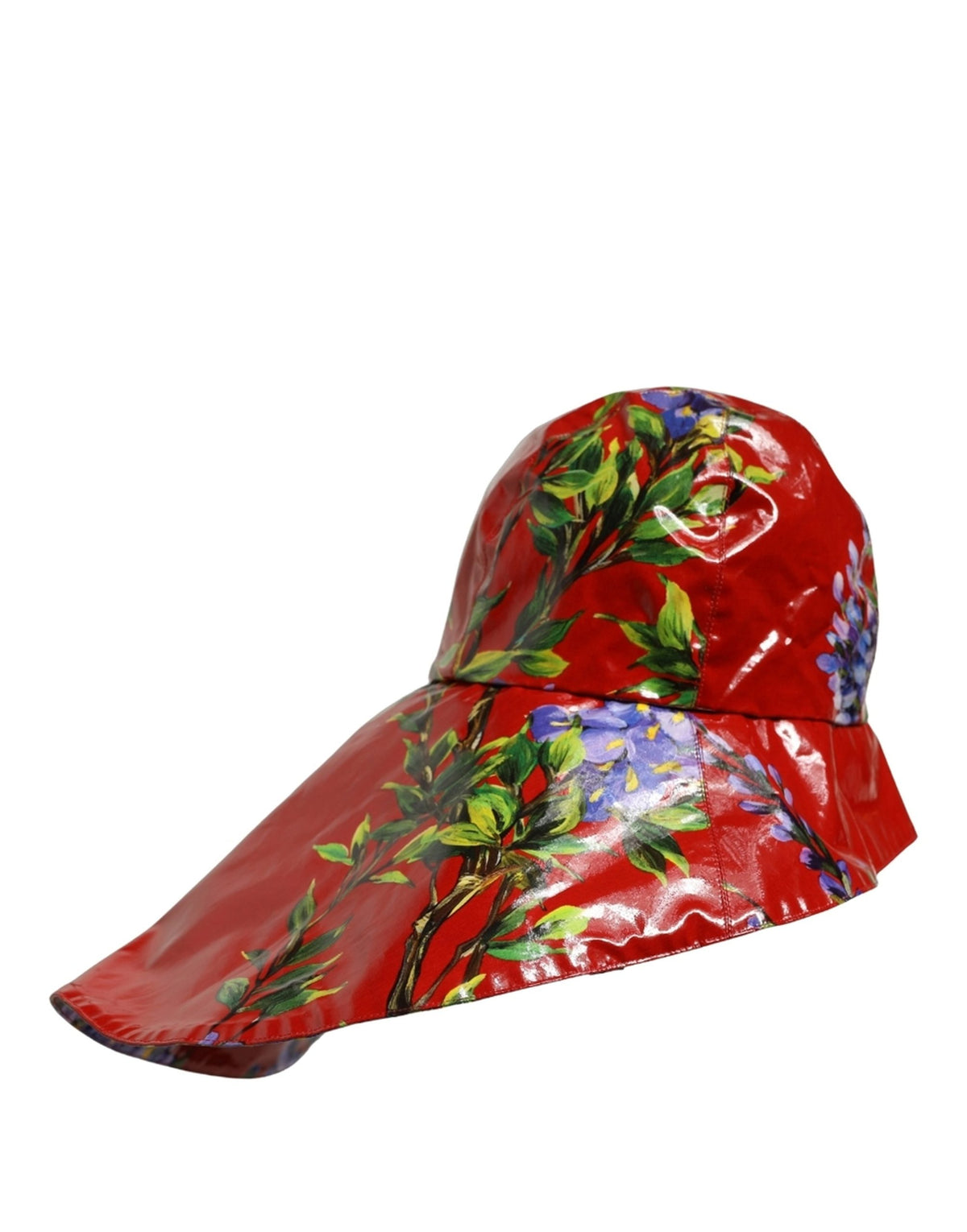 Dolce & Gabbana Glossy Red Floral Wide Brim Bucket Hat