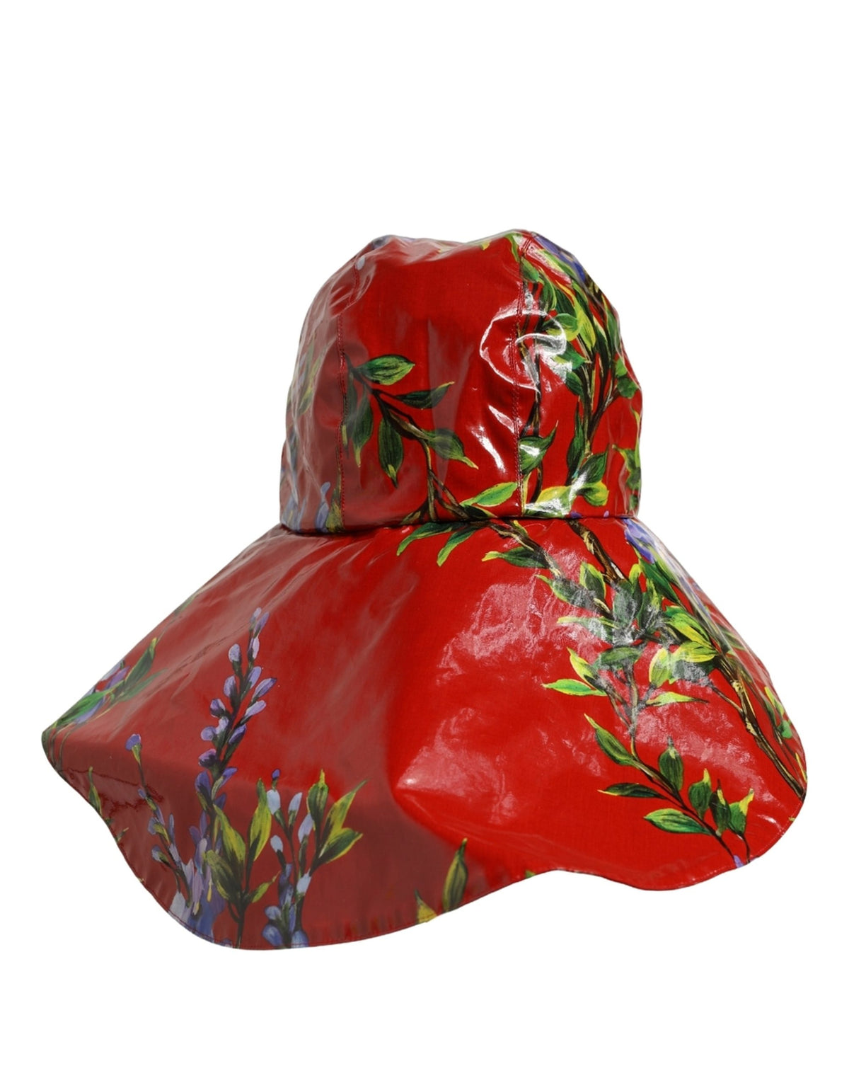 Dolce & Gabbana Glossy Red Floral Wide Brim Bucket Hat