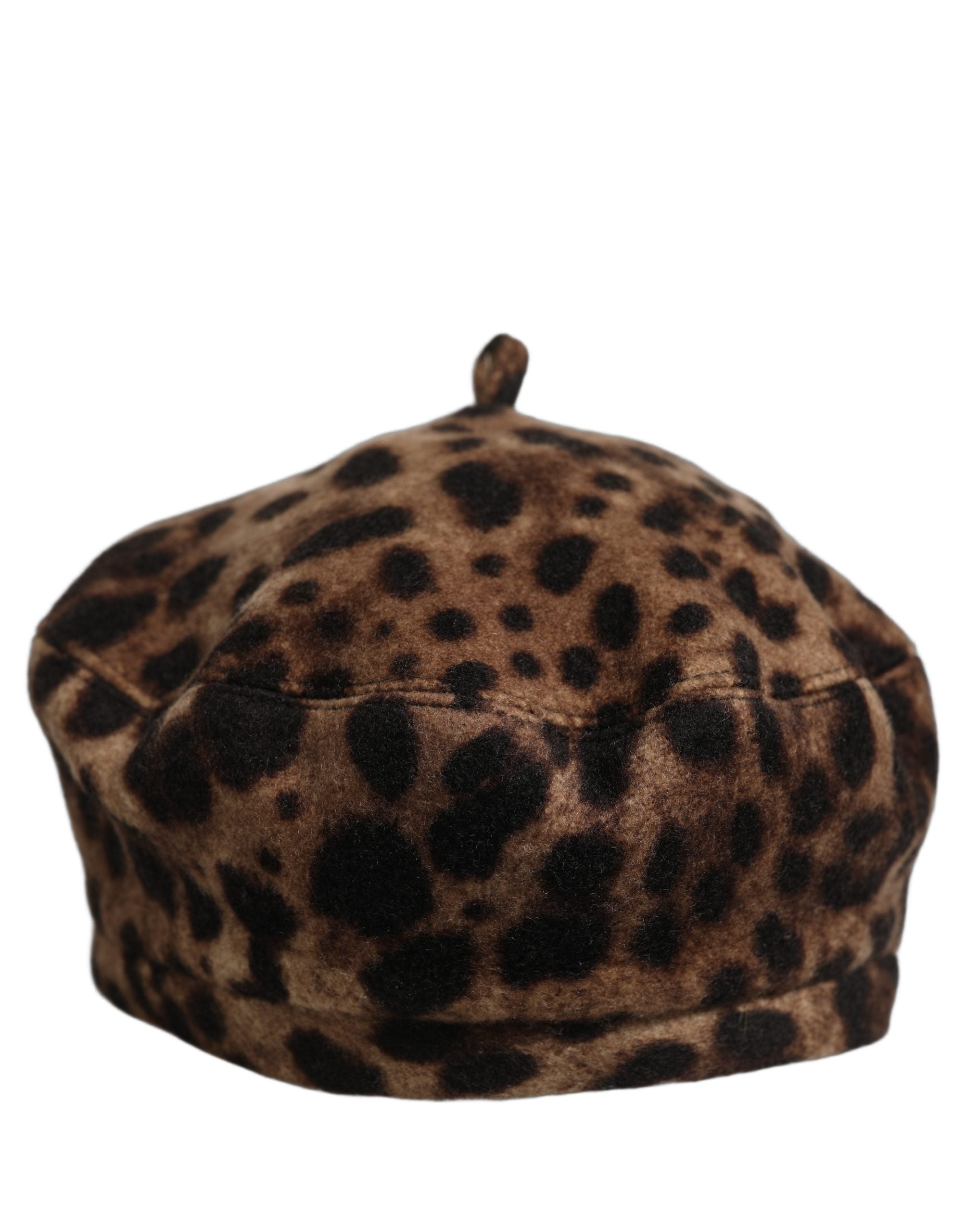 Dolce & Gabbana Brown Leopard Beret Hat - Timeless Luxury Accessory