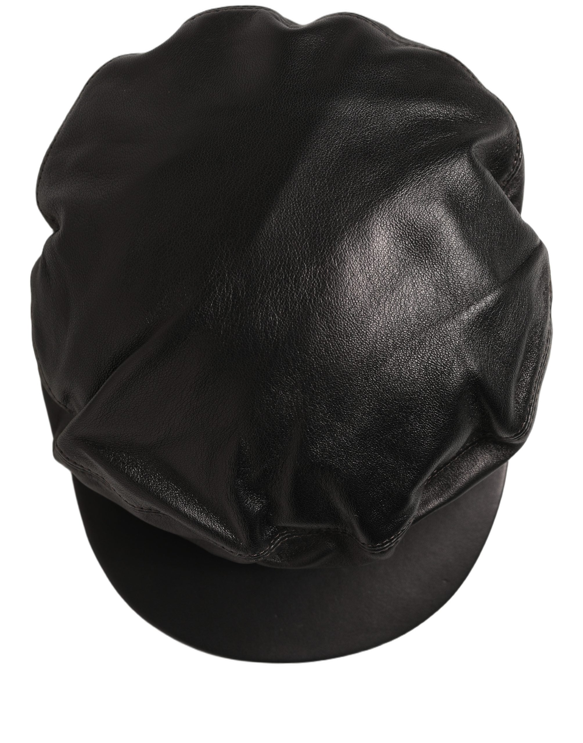 Dolce & Gabbana Black Lambskin Leather Newsboy Cap - Timeless Elegance