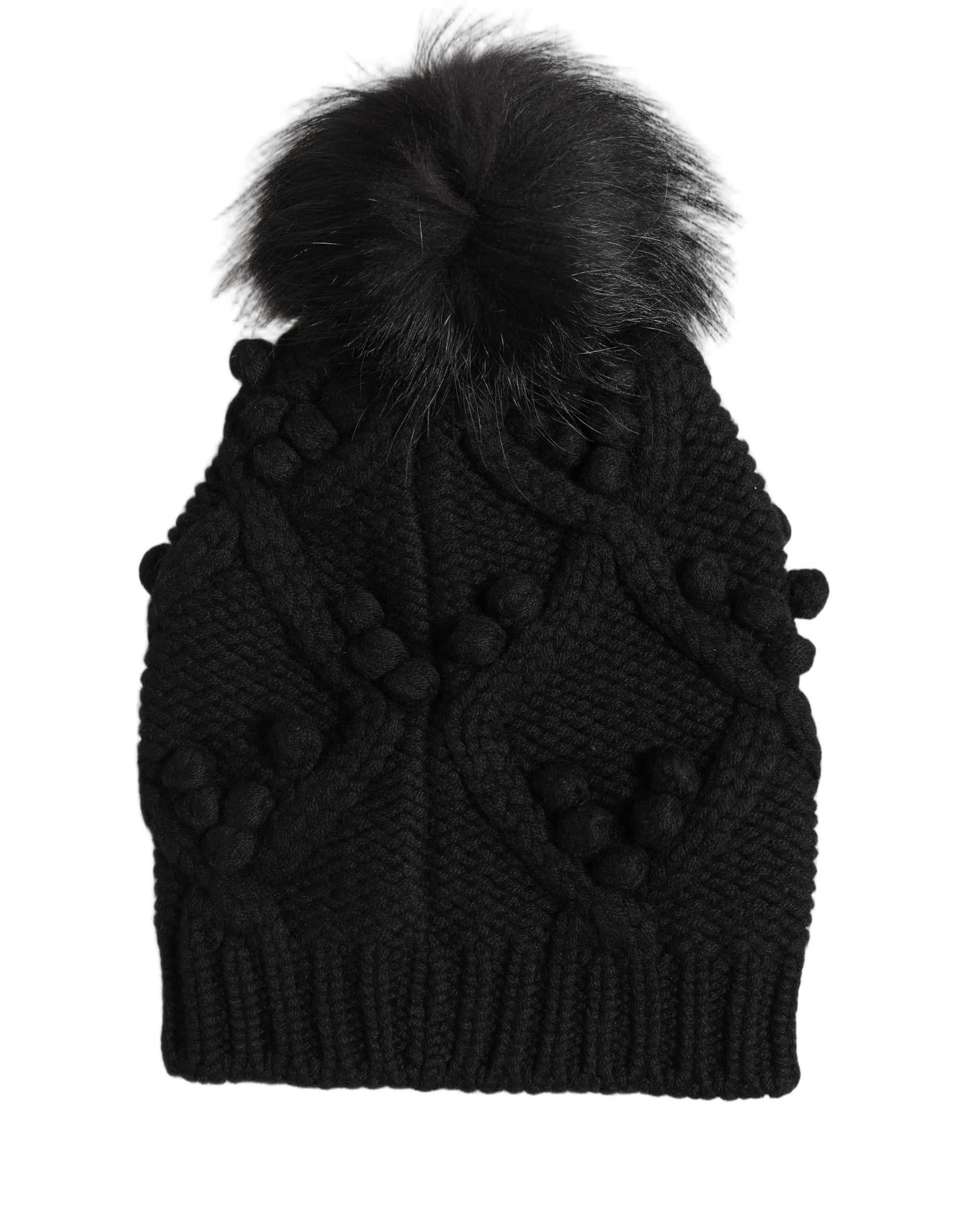 Dolce & Gabbana Black Cashmere Knitted Beanie Hat - Luxury Accessory