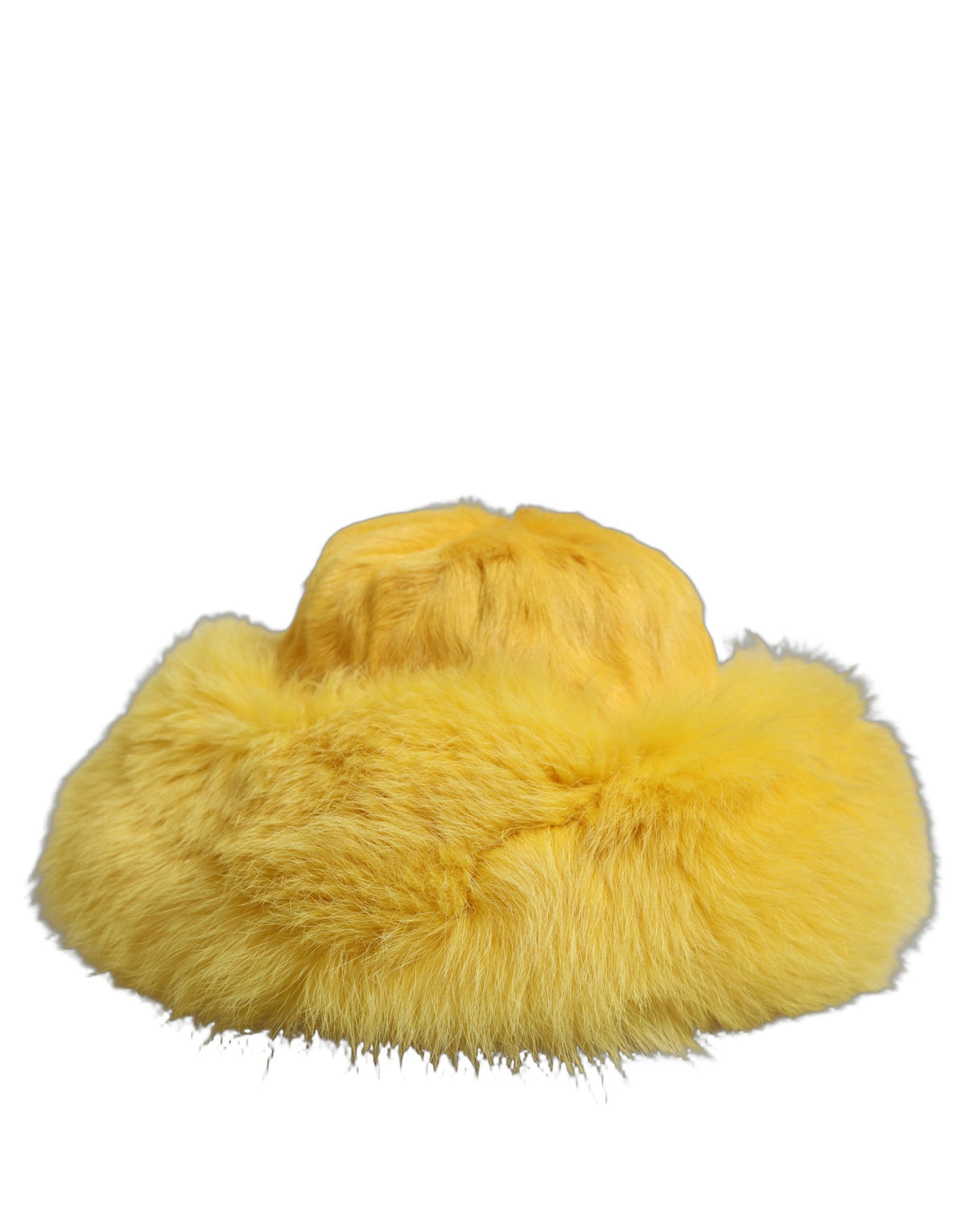 Dolce & Gabbana Yellow Fox Fur Bucket Hat - Luxurious Elegance