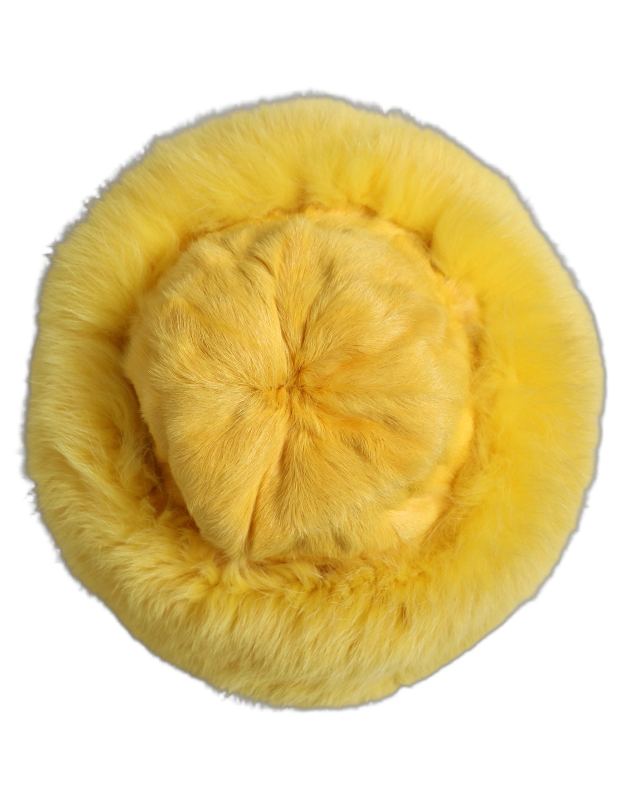 Dolce & Gabbana Yellow Fox Fur Bucket Hat - Exquisite Luxury