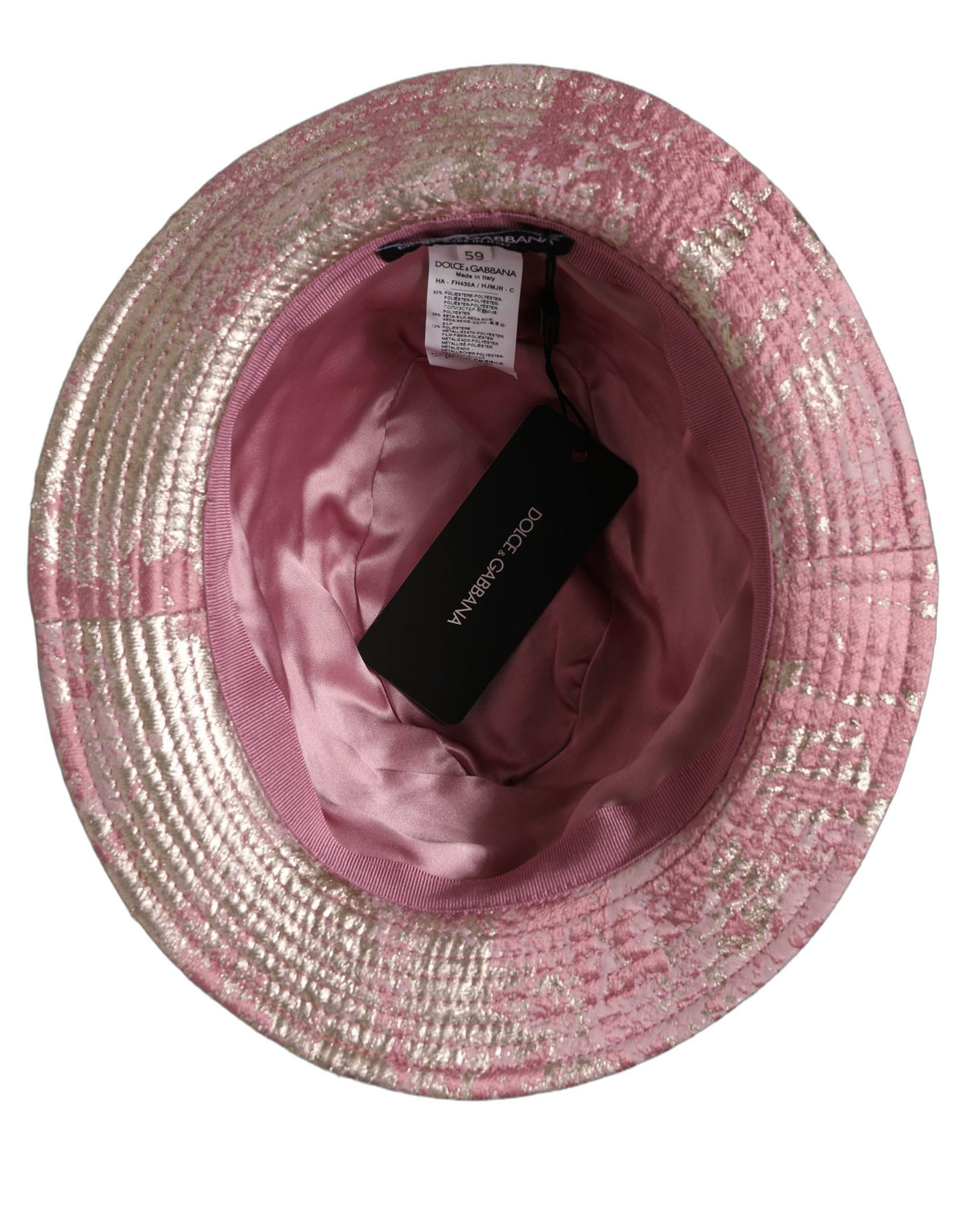 Dolce & Gabbana Pink Metallic Jacquard Bucket Hat for Luxury