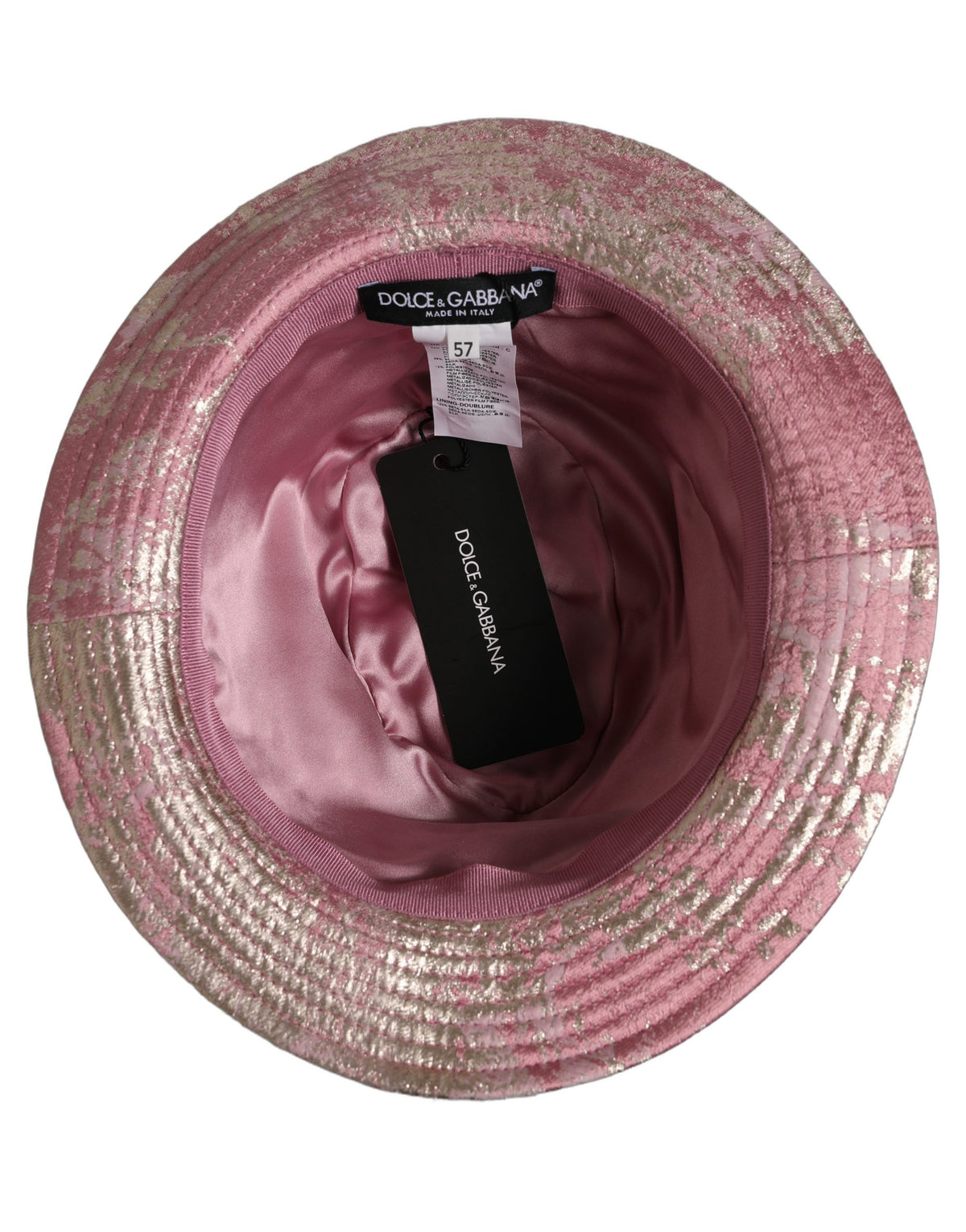 Dolce & Gabbana Pink Metallic Jacquard Bucket Hat - Luxury Accessory
