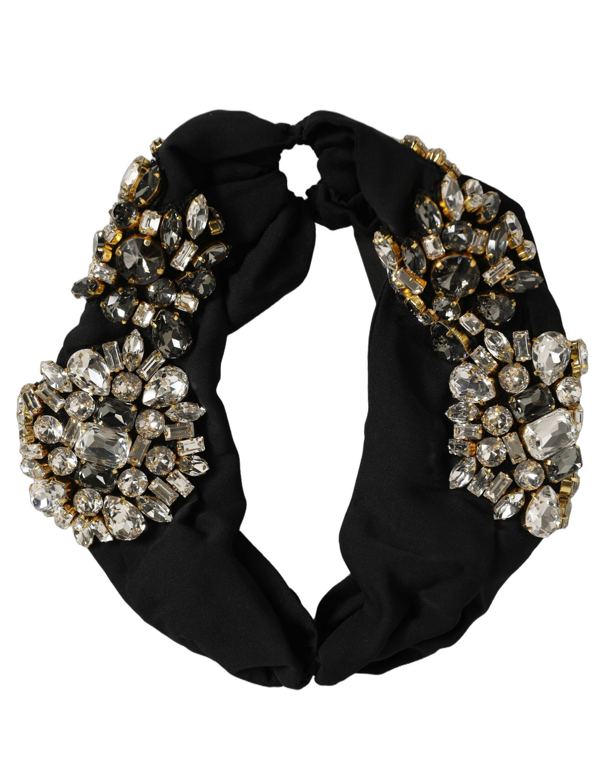 Dolce & Gabbana Black Silk Crystal Embellishment Headband