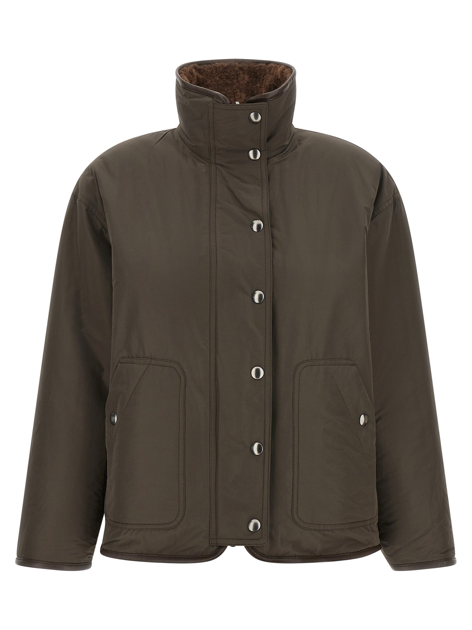 Discover the Brunello Cucinelli Brown Lamb Leather Biker Jacket, a reversible masterpiece crafted from pure lamb shearling, blending luxurious warmth with sophisticated style for the discerning individual.