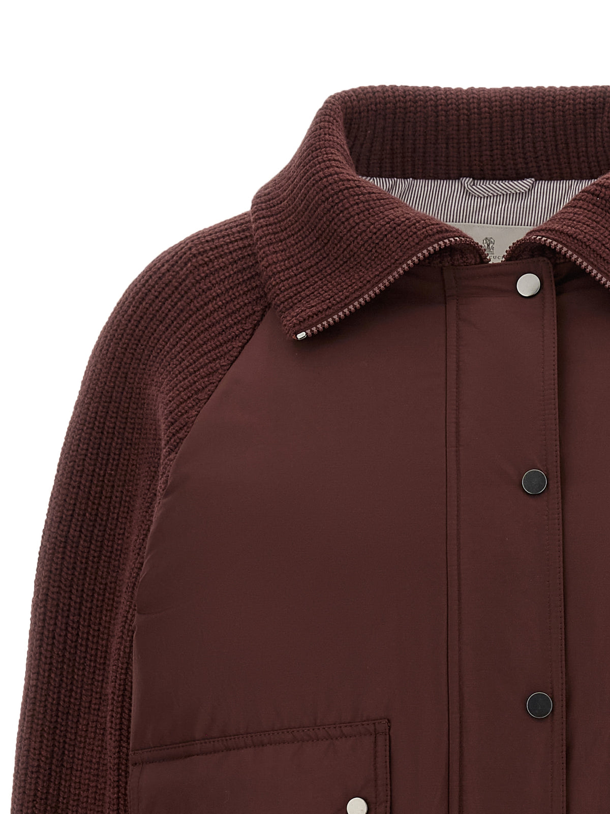 Elevate your wardrobe with the Brunello Cucinelli Bordeaux Cotton Bomber, where sumptuous materials and exquisite craftsmanship redefine luxury outerwear for the discerning individual.