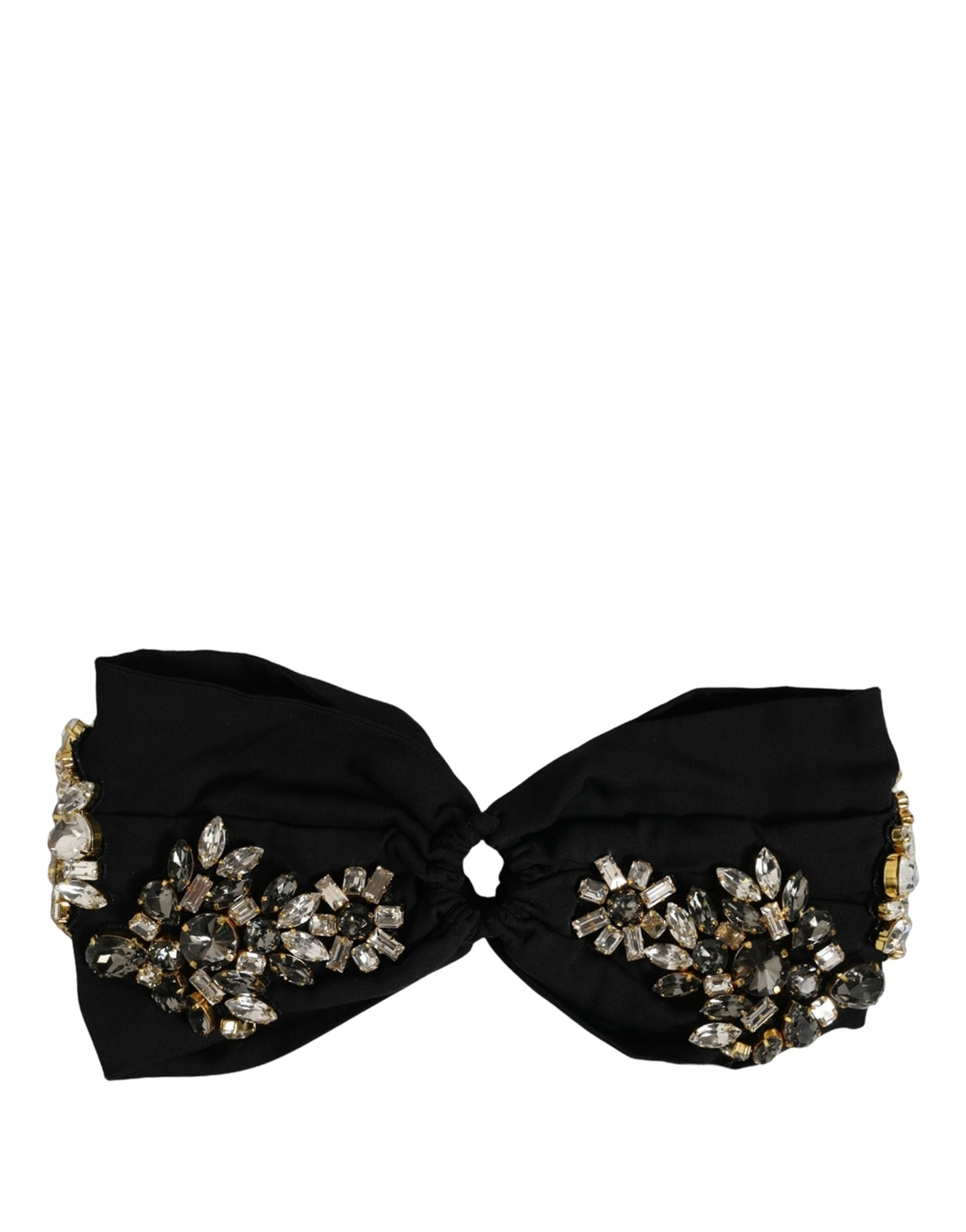 Dolce & Gabbana Black Silk Crystal Embellishment Headband