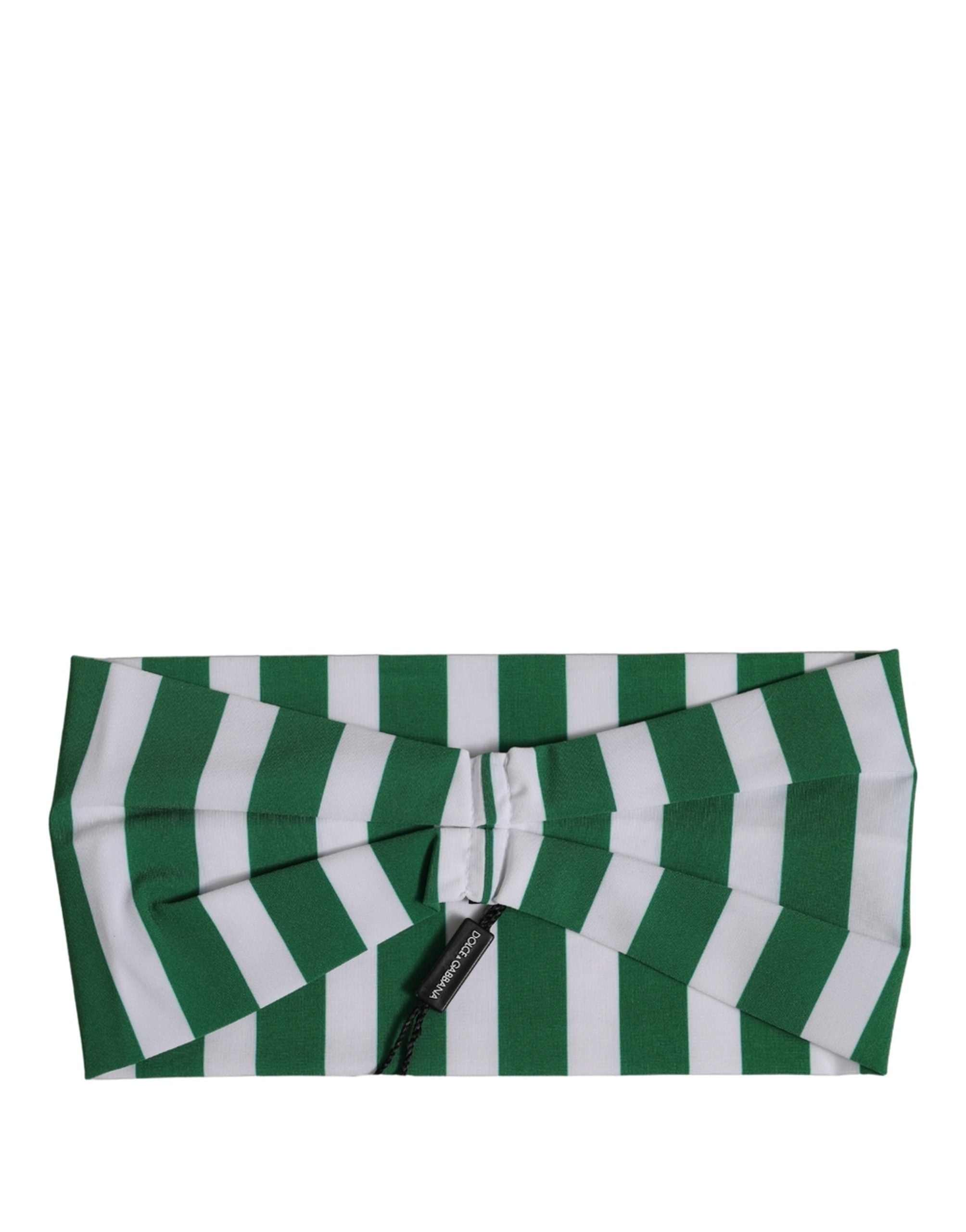 Dolce & Gabbana Green White Stripes Head Wrap - Luxurious Elegance