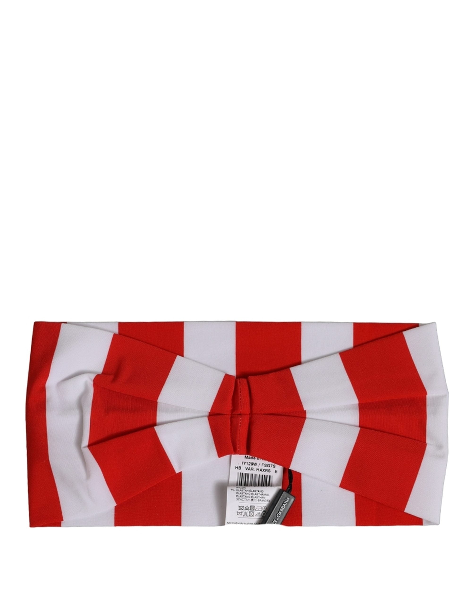 Dolce & Gabbana Red White Stripes Head Wrap - Luxury Accessory